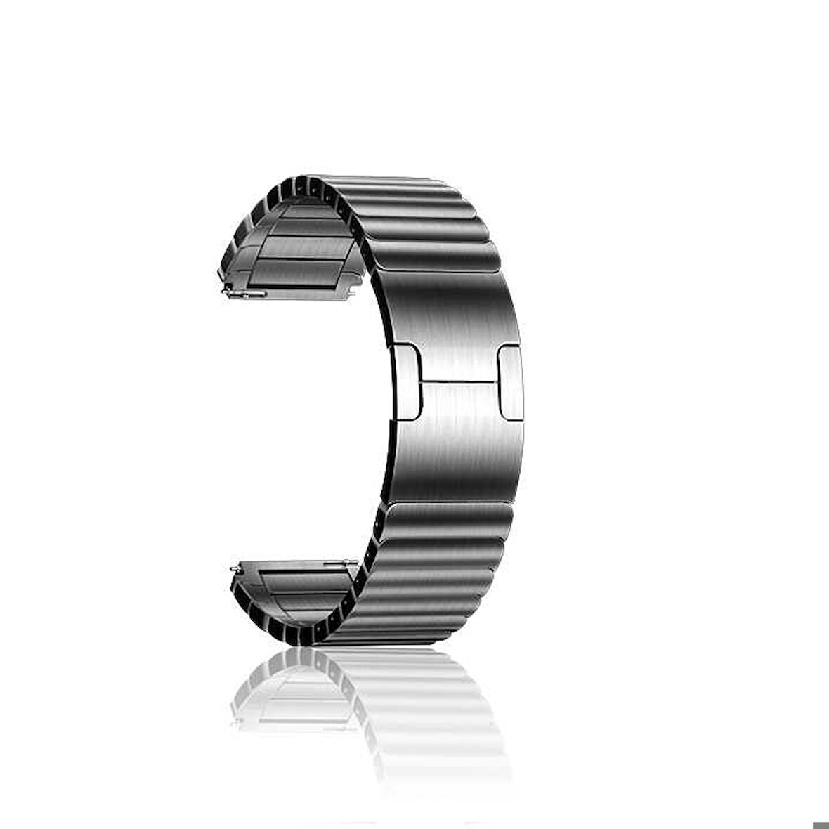 Samsung Galaxy Watch 46mm 22mm Uyumlu Kordon Paslanmaz Çelik Luxury Metal KRD-35 Kayış Gri