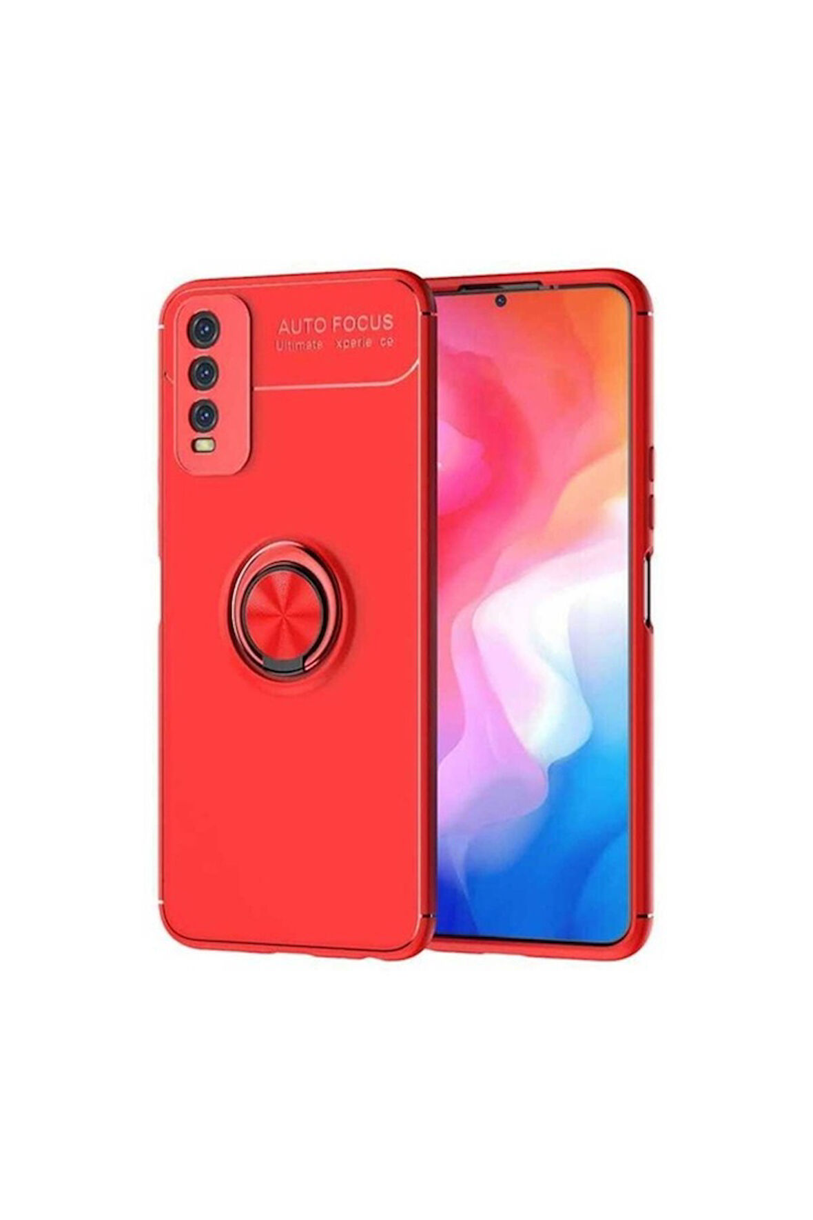 Vivo Y20S Uyumlu Kılıf Zore Ravel Silikon Kapak Kırmızı