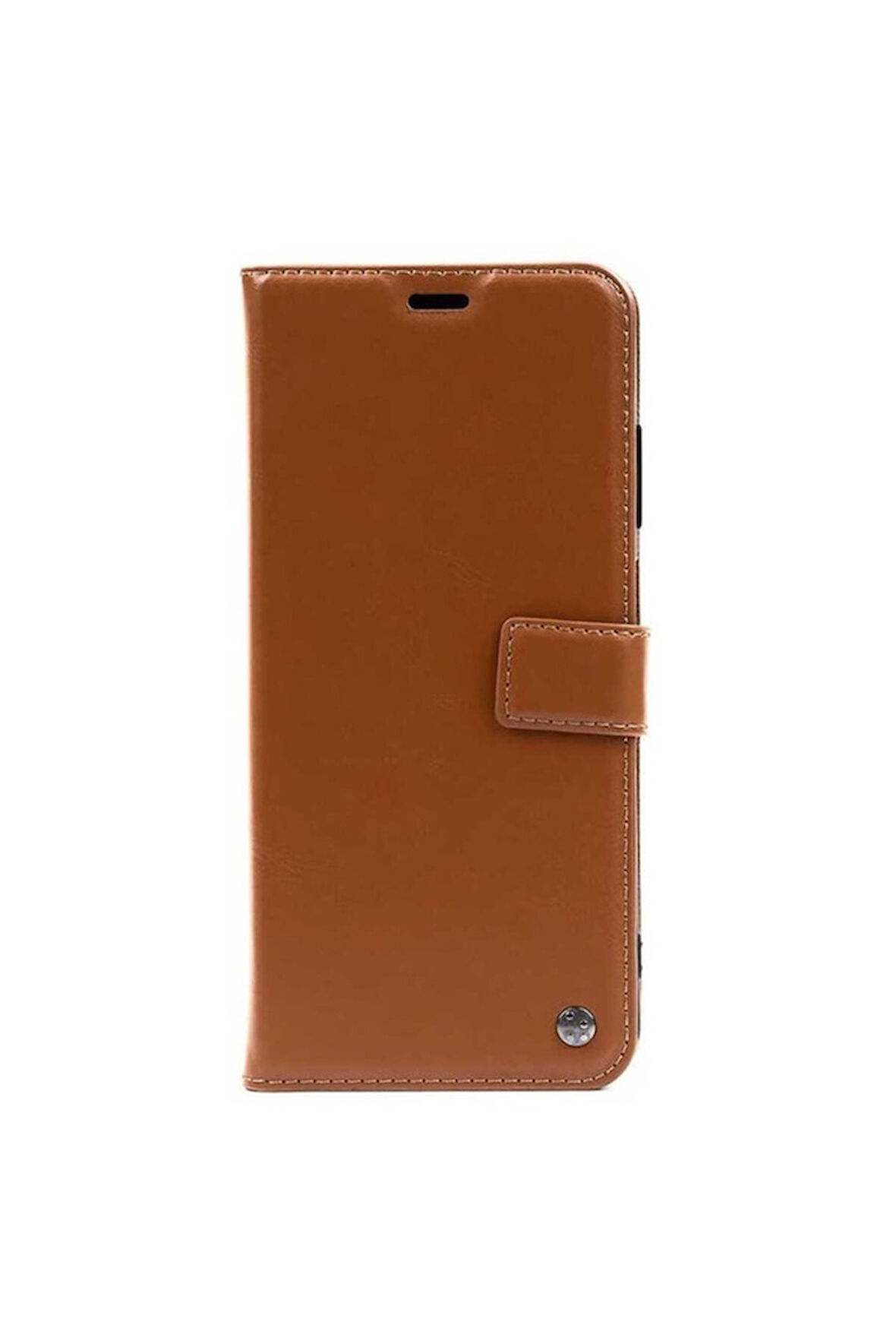 Xiaomi Redmi 9T Uyumlu Kılıf Zore Kar Deluxe Kapaklı Kılıf Kahverengi