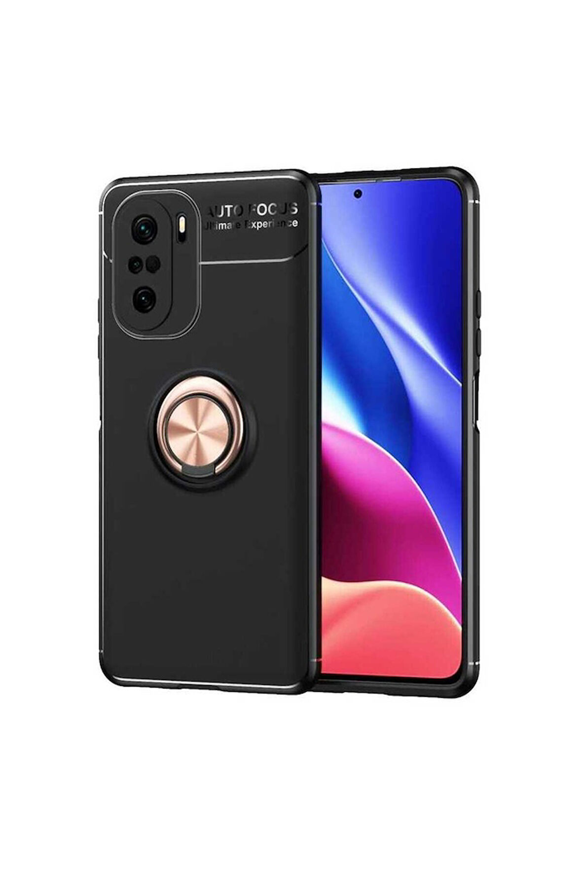 Xiaomi Mi 11i Uyumlu Kılıf Zore Ravel Silikon Kapak Siyah-Rose Gold