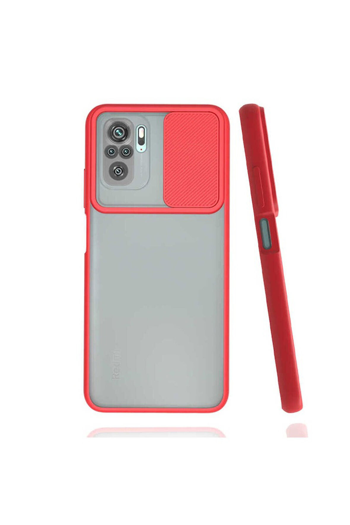 Xiaomi Redmi Note 10S Uyumlu Kılıf Zore Lensi Kapak Kırmızı