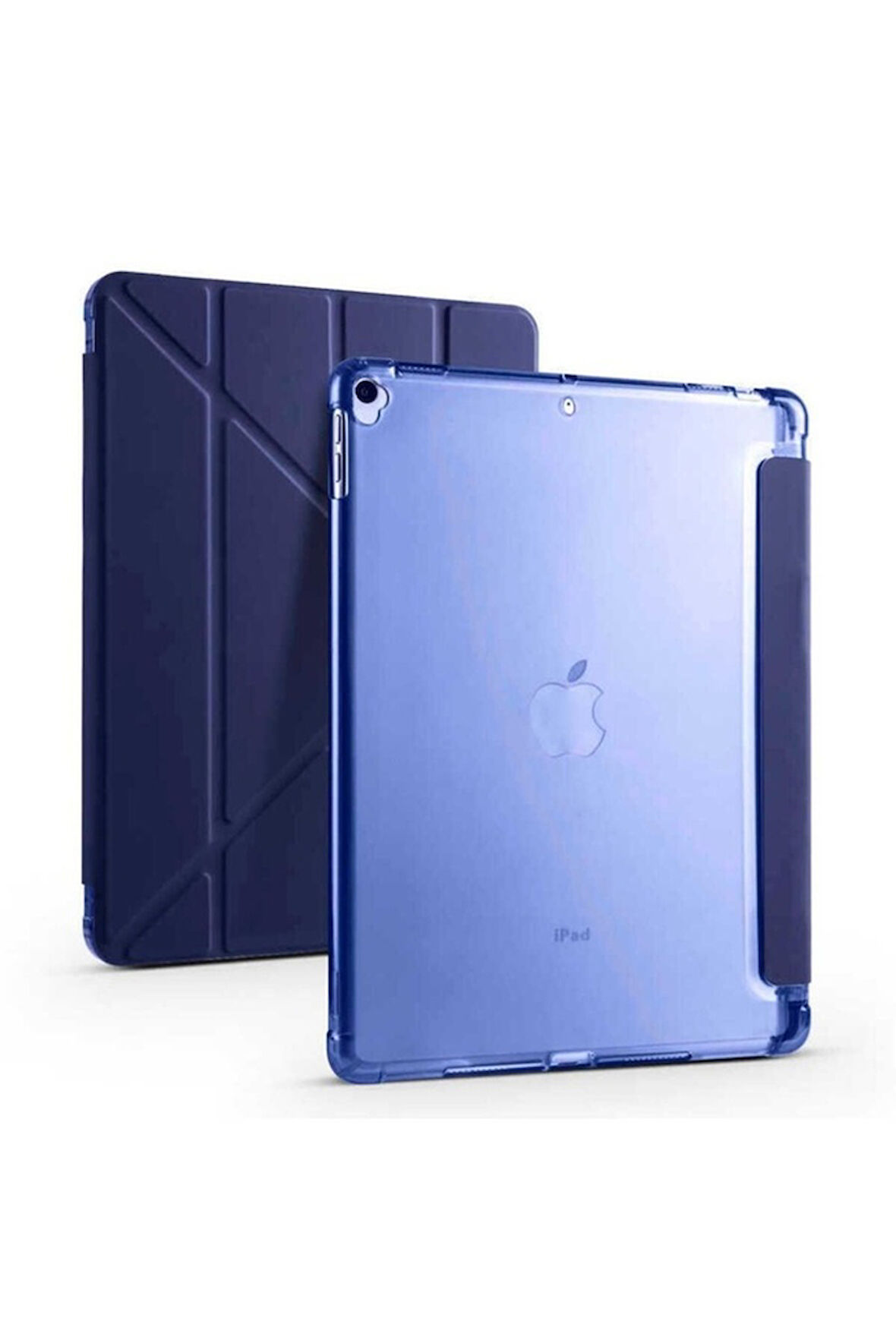 Apple iPad 10.2 2021 (9.Nesil) Uyumlu Kılıf Zore Tri Folding Kalem Bölmeli Standlı Kılıf Lacivert