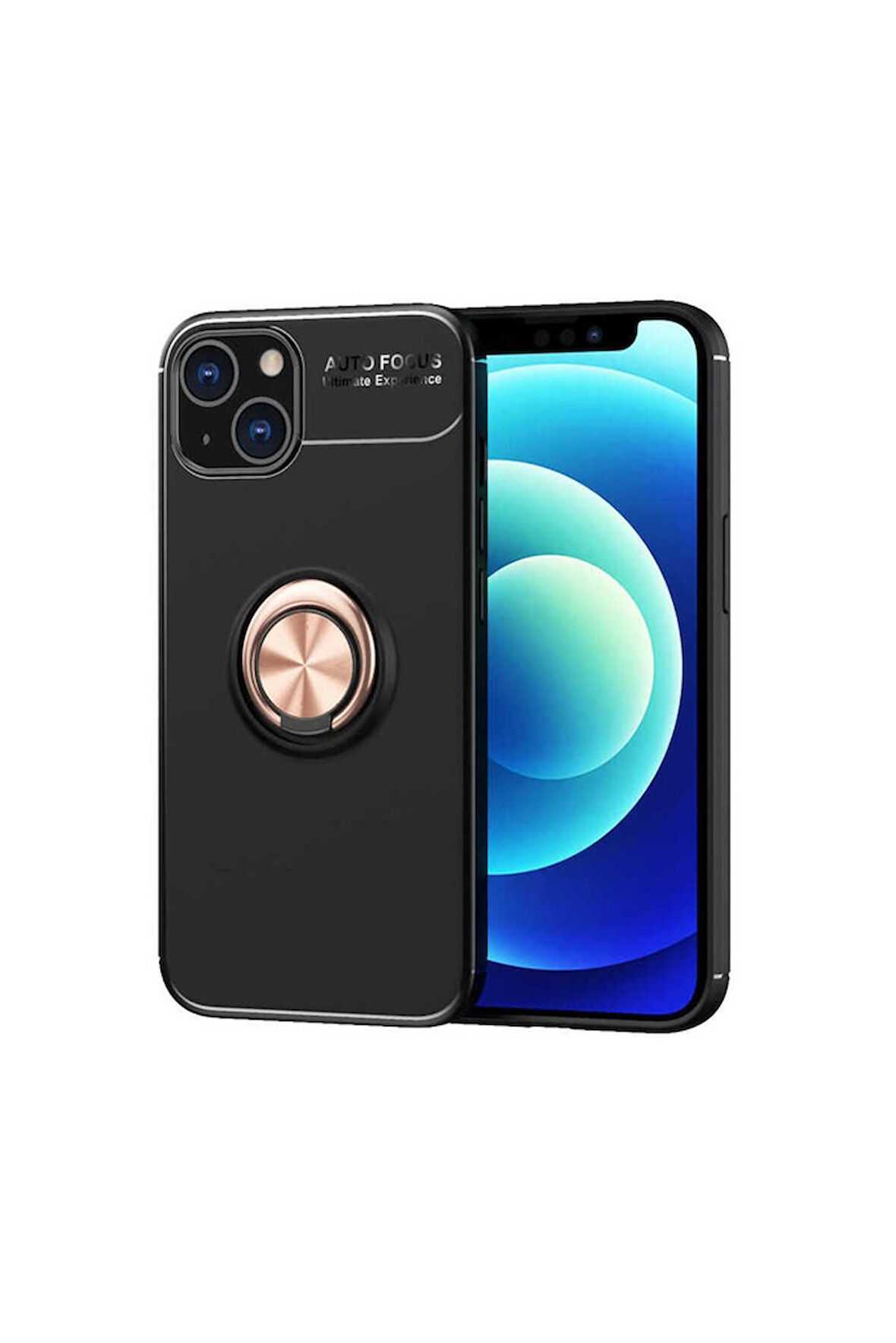 Apple iPhone 13 Mini Uyumlu Kılıf Zore Ravel Silikon Kapak Siyah-Rose Gold