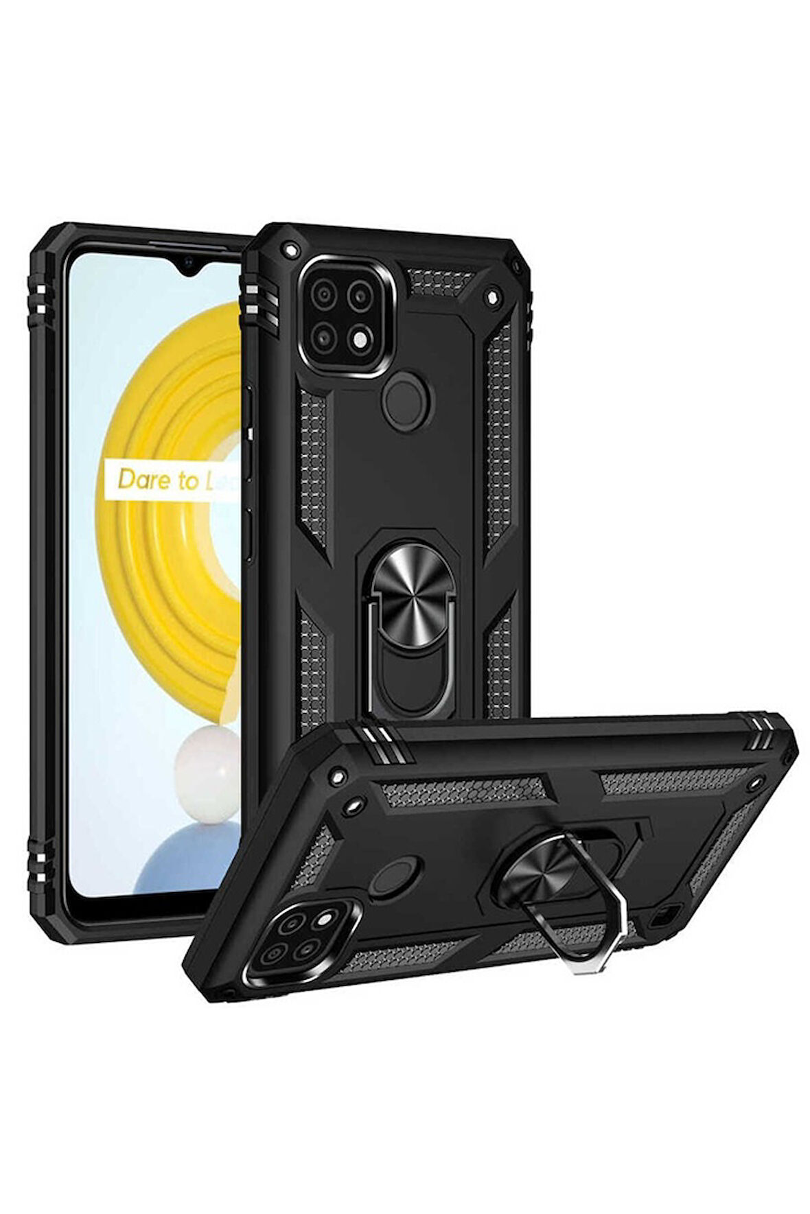 Realme C21 Uyumlu Kılıf Zore Vega Kapak Siyah