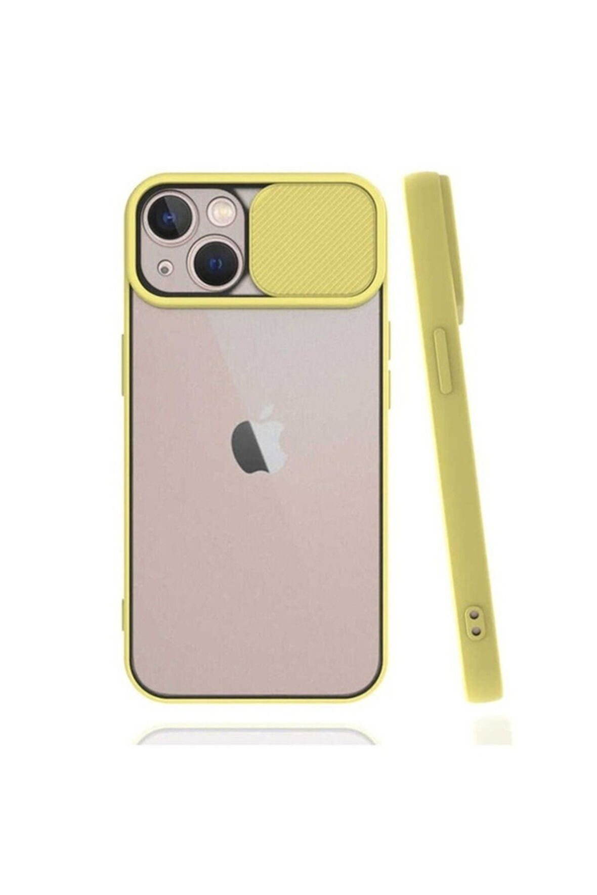 Apple iPhone 13 Uyumlu Kılıf Zore Lensi Kapak Sarı