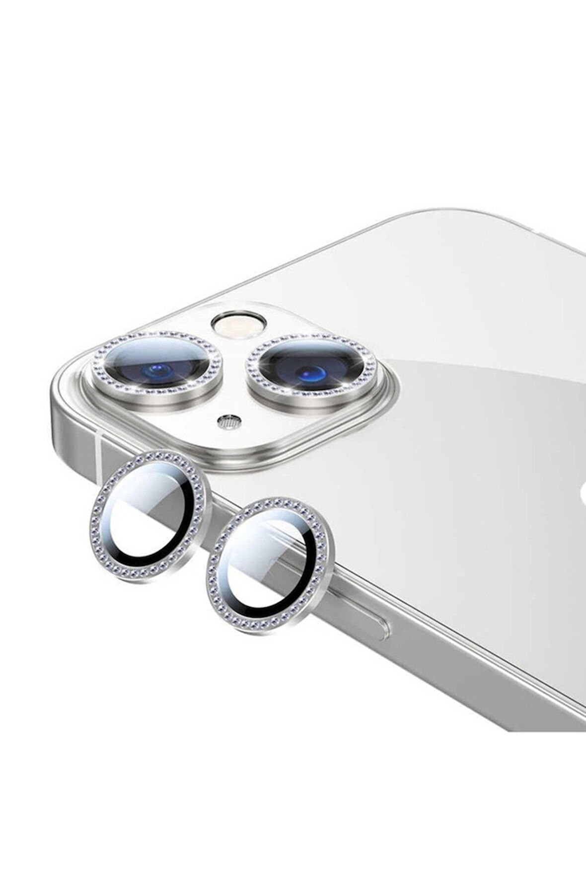 Apple iPhone 13 Mini Uyumlu CL-06 Kamera Lens Koruyucu Gümüş