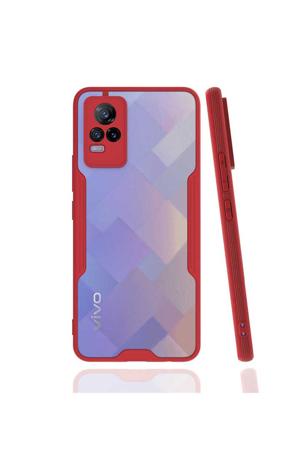 Vivo V21E Uyumlu Kılıf Zore Parfe Kapak Kırmızı