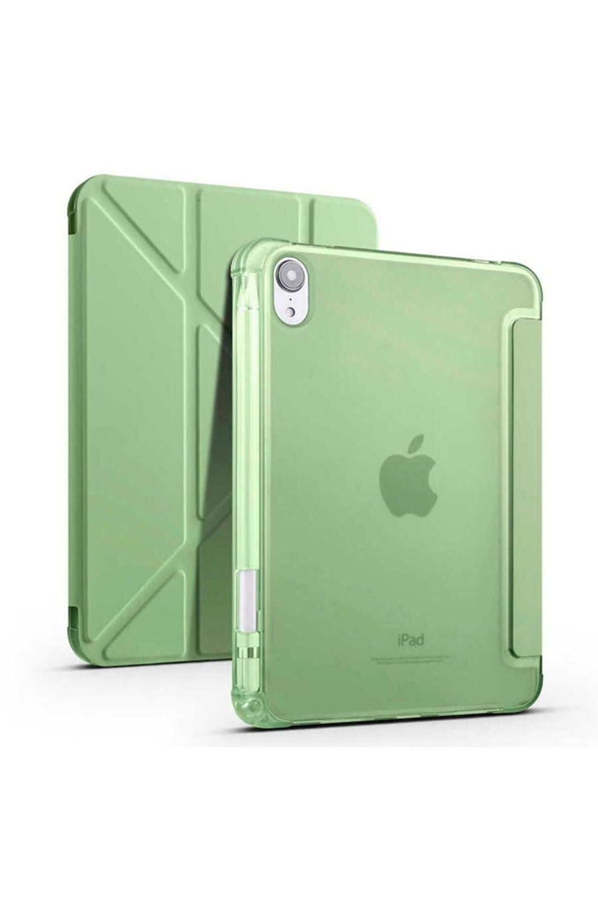 Apple iPad Mini 2021 (6.Nesil) Uyumlu Kılıf Zore Tri Folding Kalem Bölmeli Standlı Kılıf Açık Yeşil