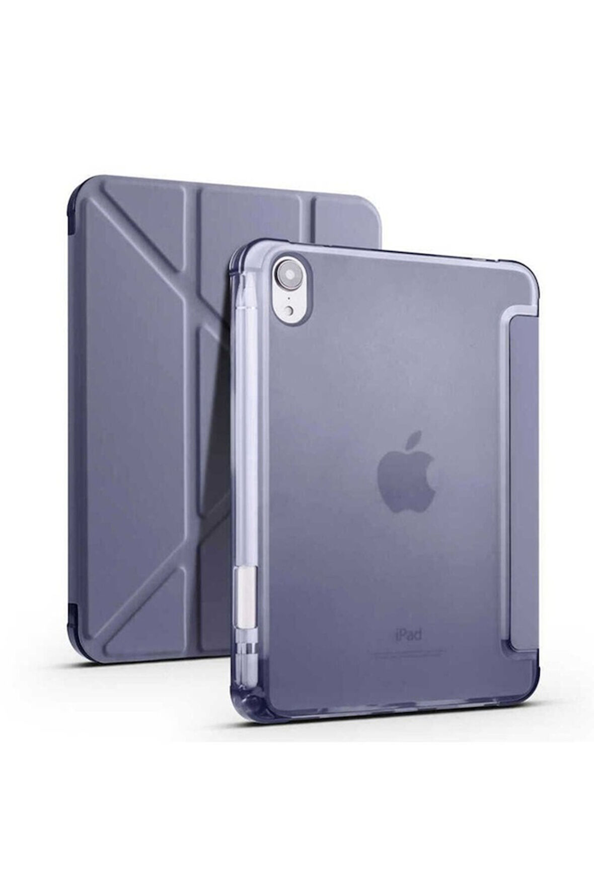 Apple iPad Mini 2021 (6.Nesil) Uyumlu Kılıf Zore Tri Folding Kalem Bölmeli Standlı Kılıf Mor