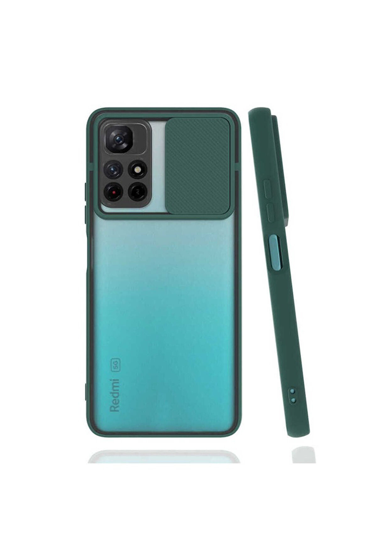 Xiaomi Redmi Note 11T 5G Uyumlu Kılıf Zore Lensi Kapak Koyu Yeşil