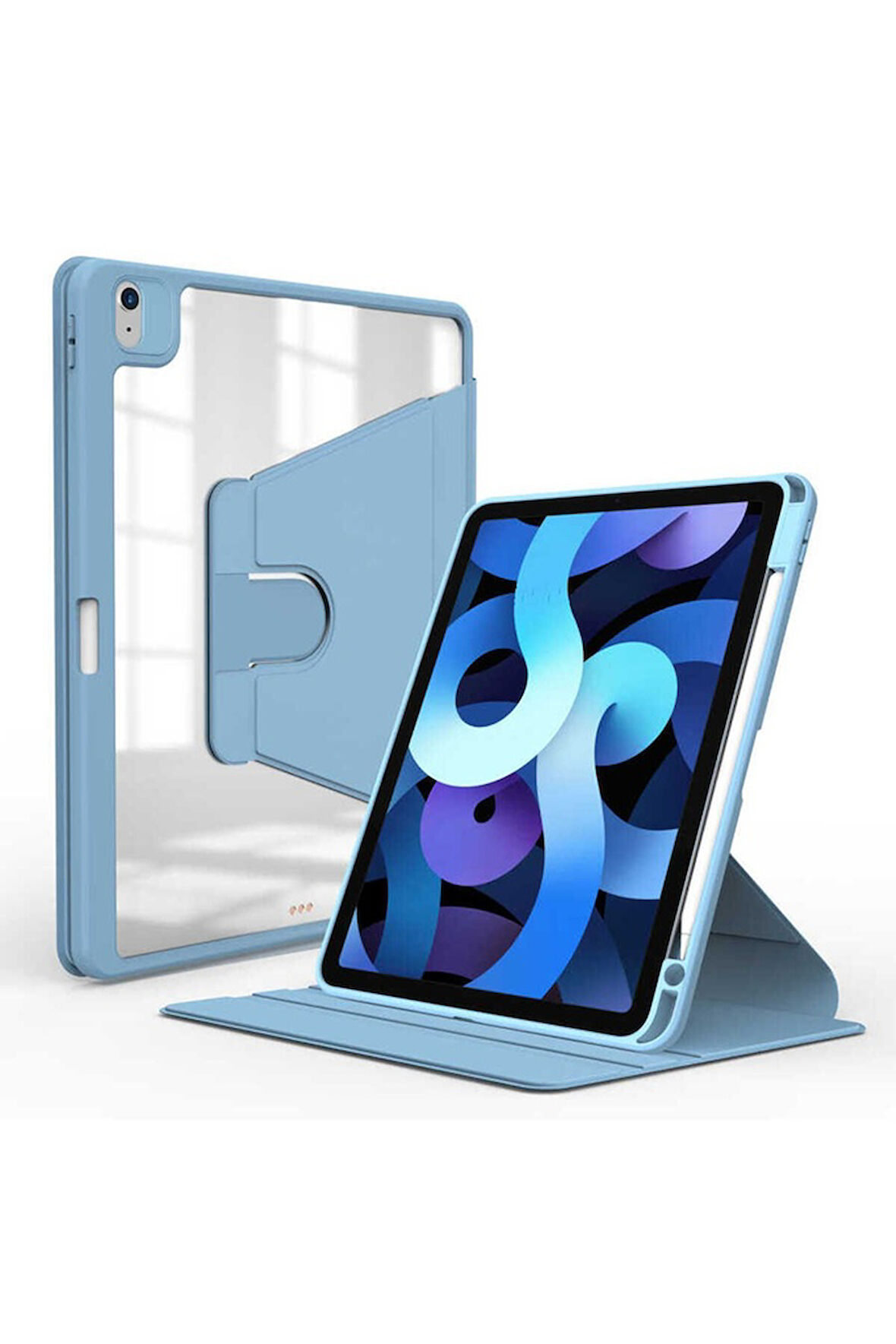 Apple iPad Air 10.9 2020 (4.Nesil) Uyumlu Kılıf Zore Nayn Dönebilen Standlı Kılıf Mavi Açık