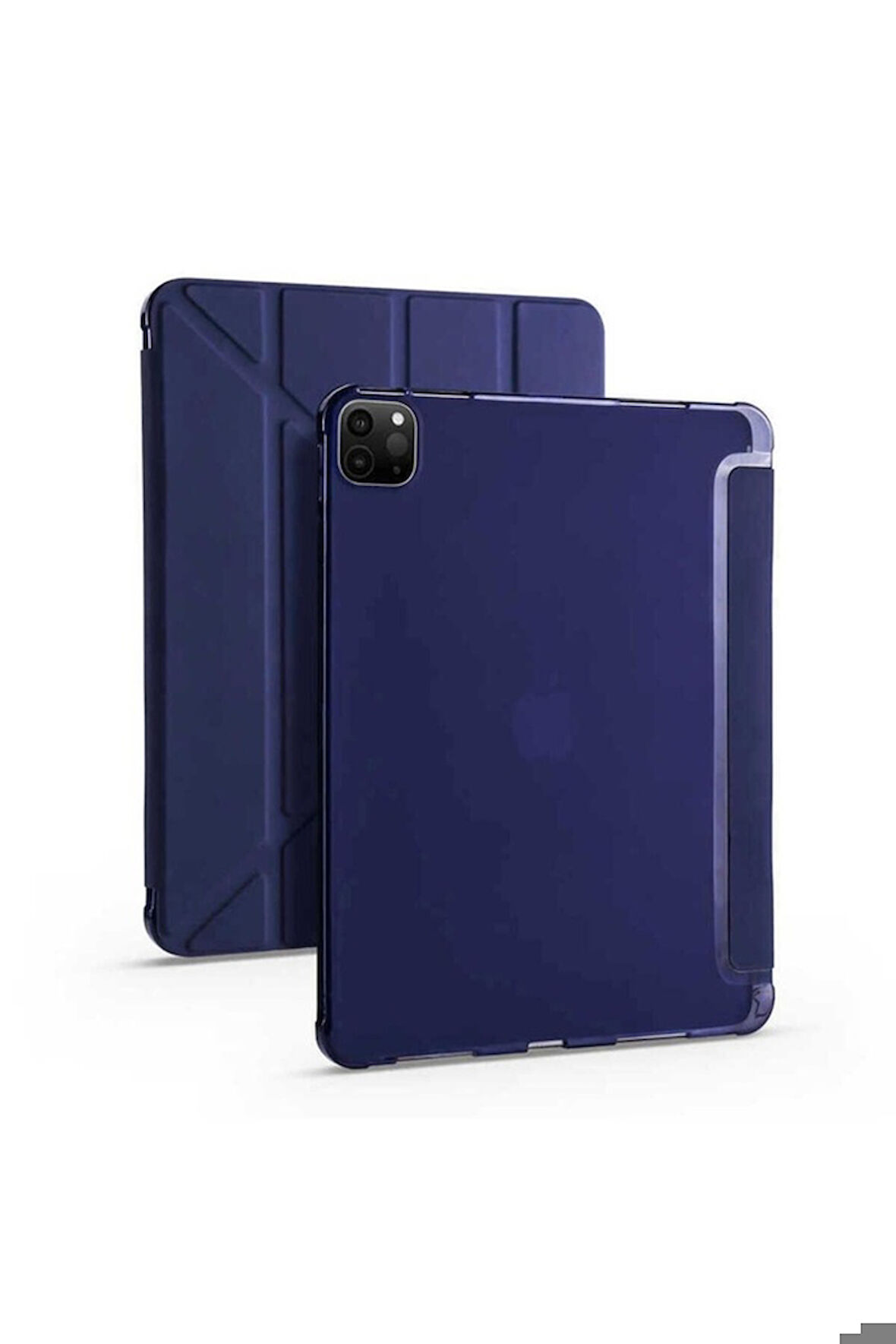 Apple iPad Pro 12.9 2021 (5.Nesil) Uyumlu Kılıf Zore Tri Folding Kalem Bölmeli Standlı Kılıf Lacivert