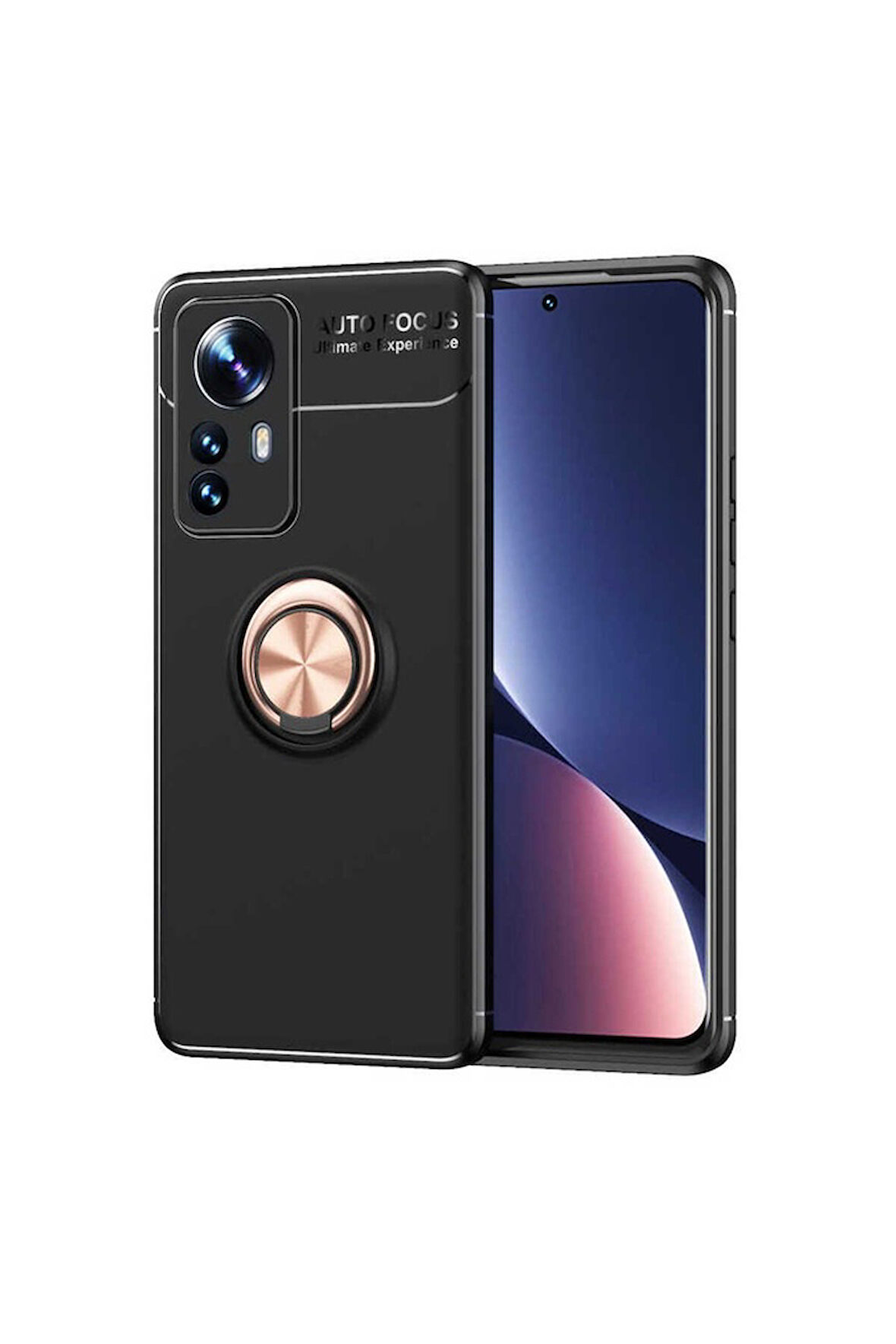 Xiaomi Mi 12 Pro Uyumlu Kılıf Zore Ravel Silikon Kapak Siyah-Rose Gold
