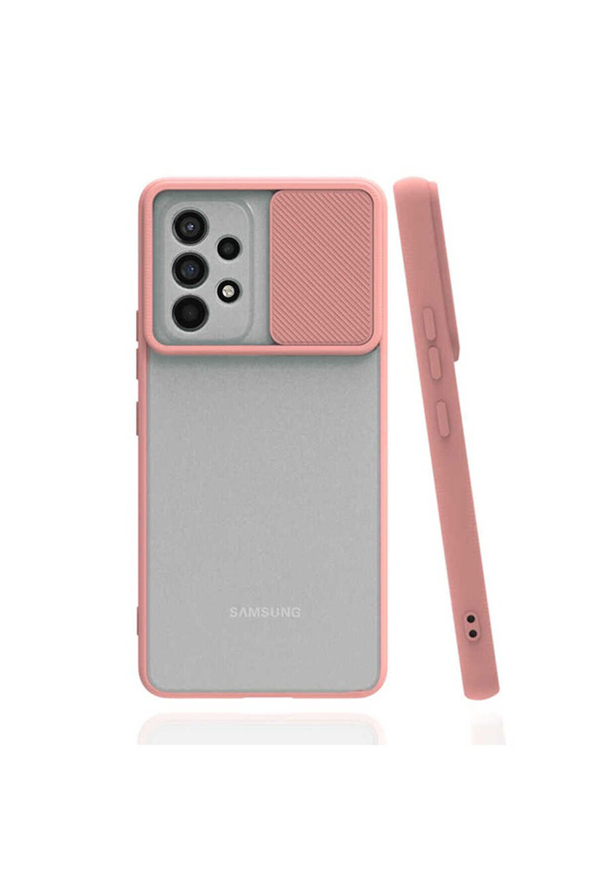 Samsung Galaxy A73 Uyumlu Kılıf Zore Lensi Kapak Pembe Açık