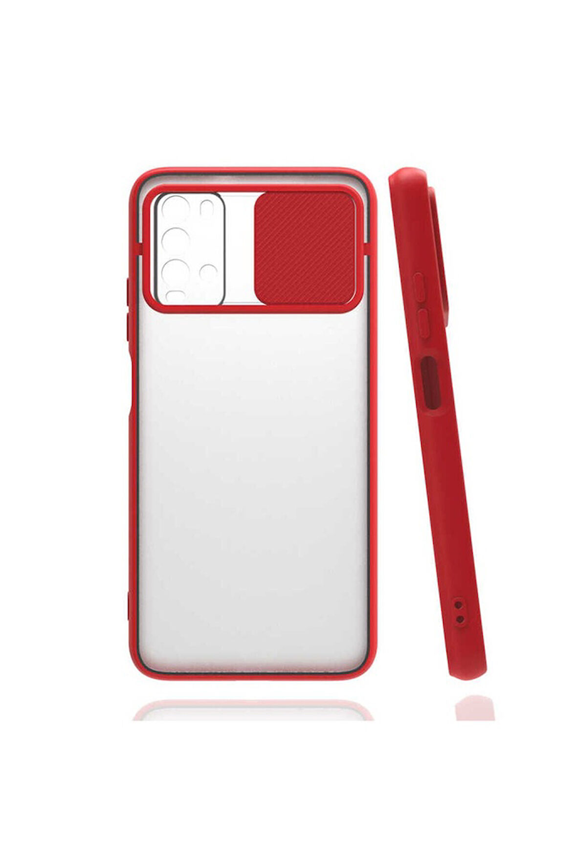 Xiaomi Poco M3 Uyumlu Kılıf Zore Lensi Kapak Kırmızı