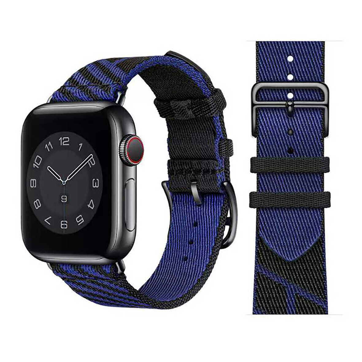 Apple Watch 38mm Uyumlu Kordon Kumaş Renkli Metal Klipsli KRD-51 Hasır Kayış NO4
