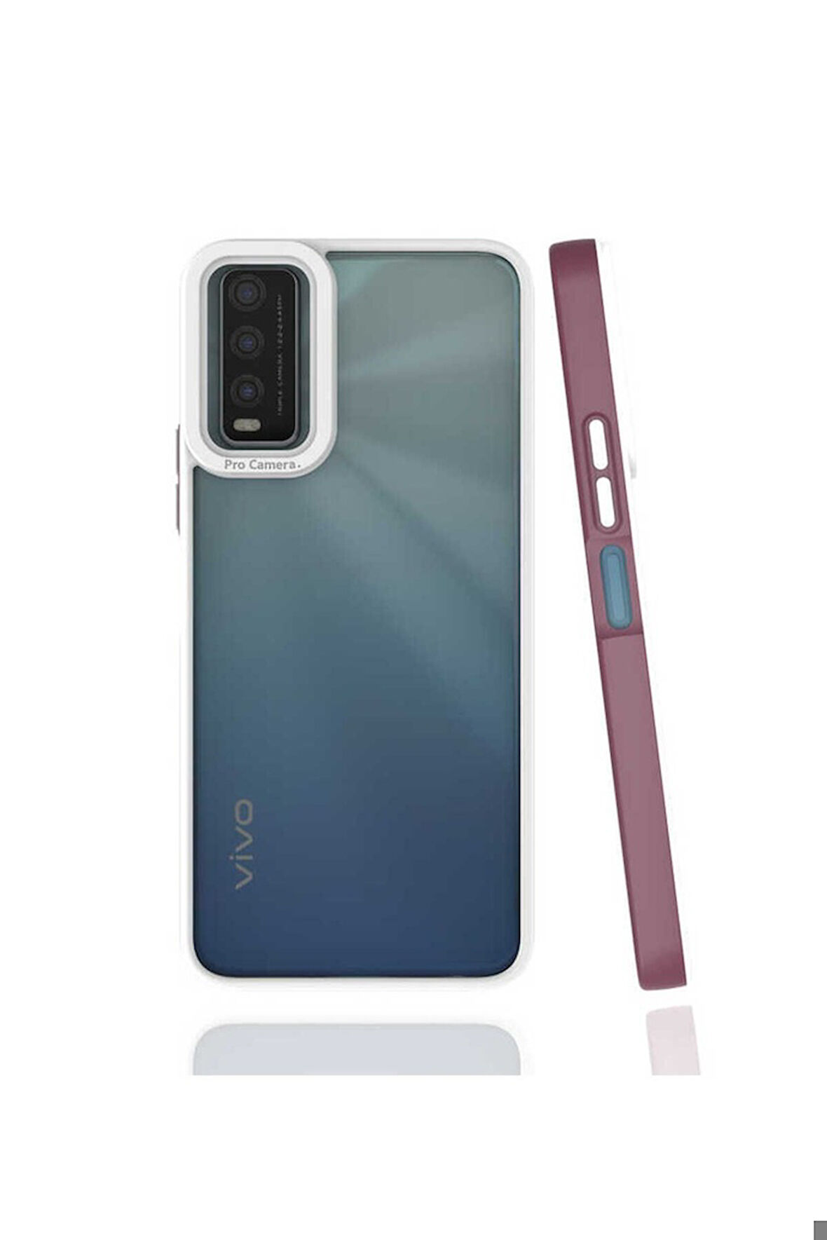 Vivo Y20 Uyumlu Kılıf Zore Mima Kapak Mürdüm