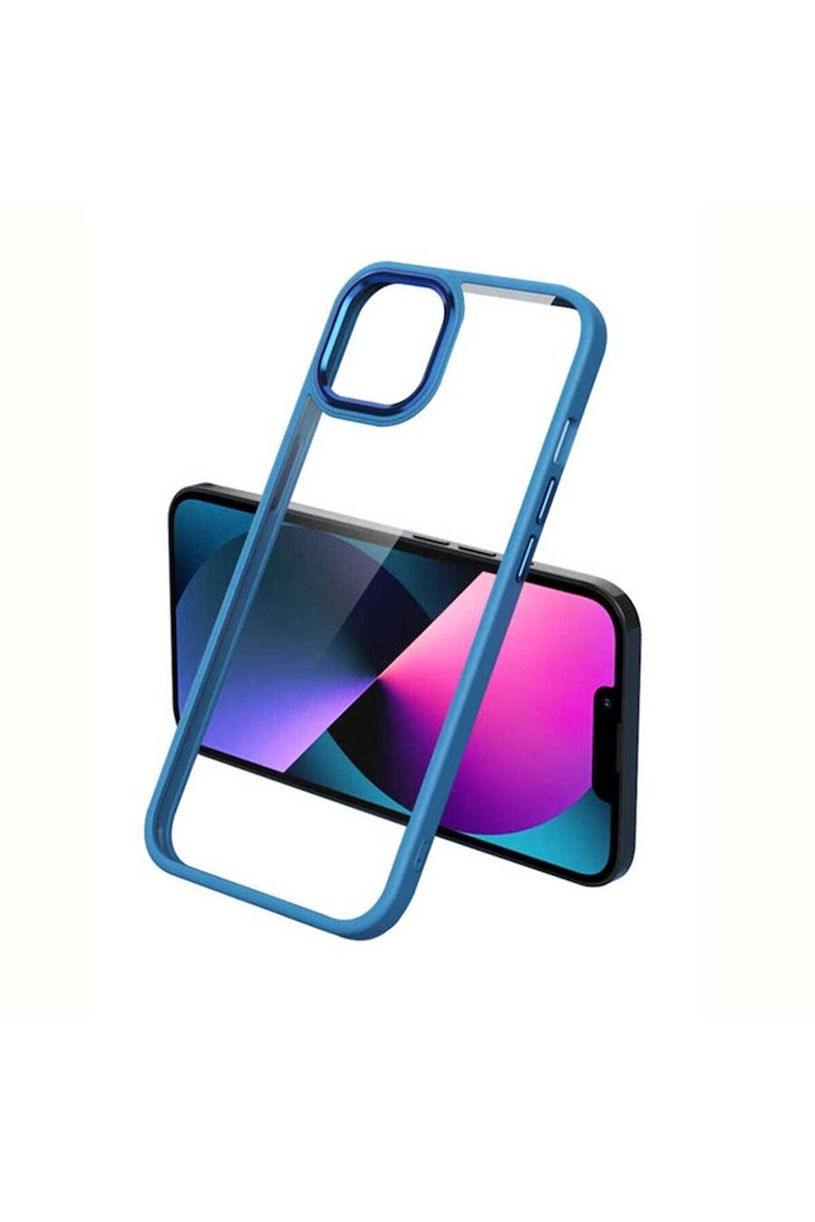 Apple iPhone 13 Pro Max Uyumlu Kılıf Zore Krom Kapak Mavi