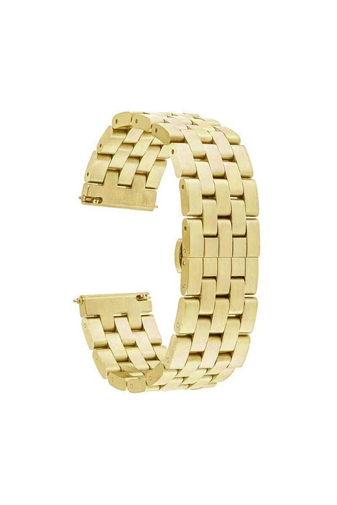 Huawei Watch GT 3 46mm Uyumlu Kordon Metal Geçmeli Paslanmaz KRD-20 Kayış Gold