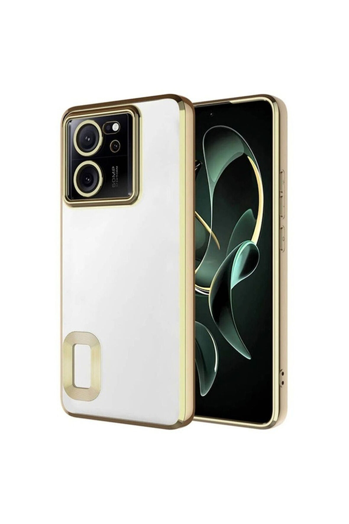 Xiaomi Mi 13T Pro Uyumlu Kılıf Kamera Korumalı Logo Gösteren Zore Omega Kapak Gold