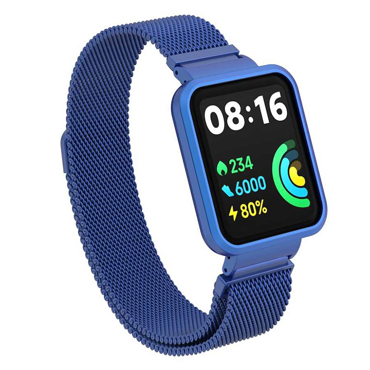 Xiaomi Redmi Watch 2 Lite Uyumlu Kordon Hasır Metal Mıknatıslı Zore KRD-58 Kayış Mavi