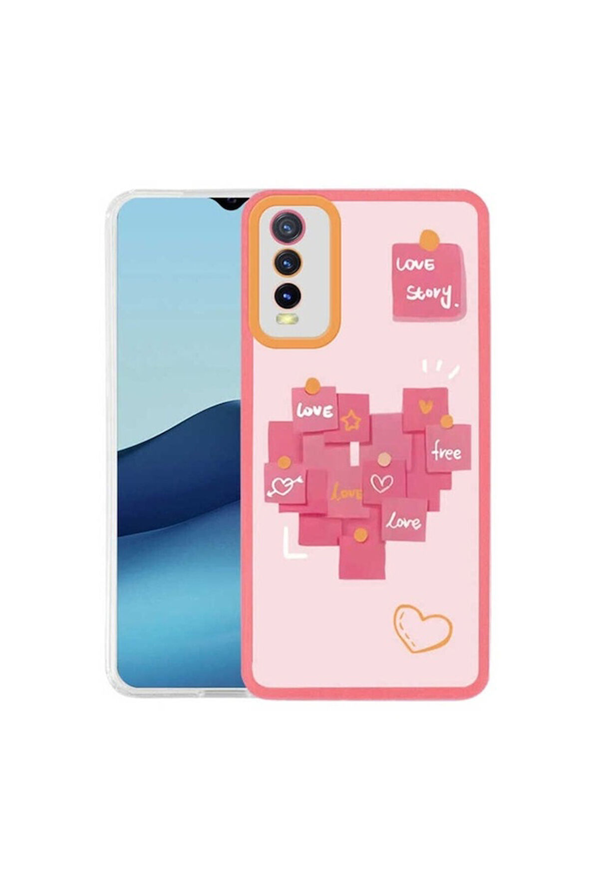 Vivo Y11S Uyumlu Kılıf Zore M-Fit Desenli Kapak Love Story No2