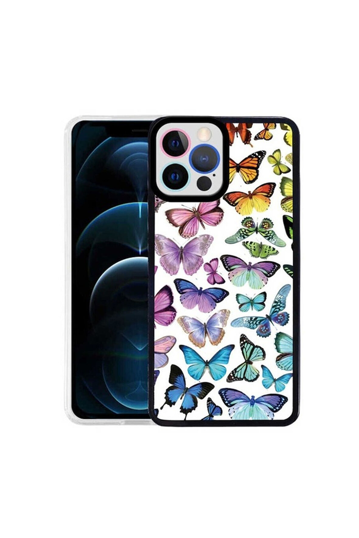 Apple iPhone 12 Pro Uyumlu Kılıf Zore M-Fit Desenli Kapak Butterfly No3