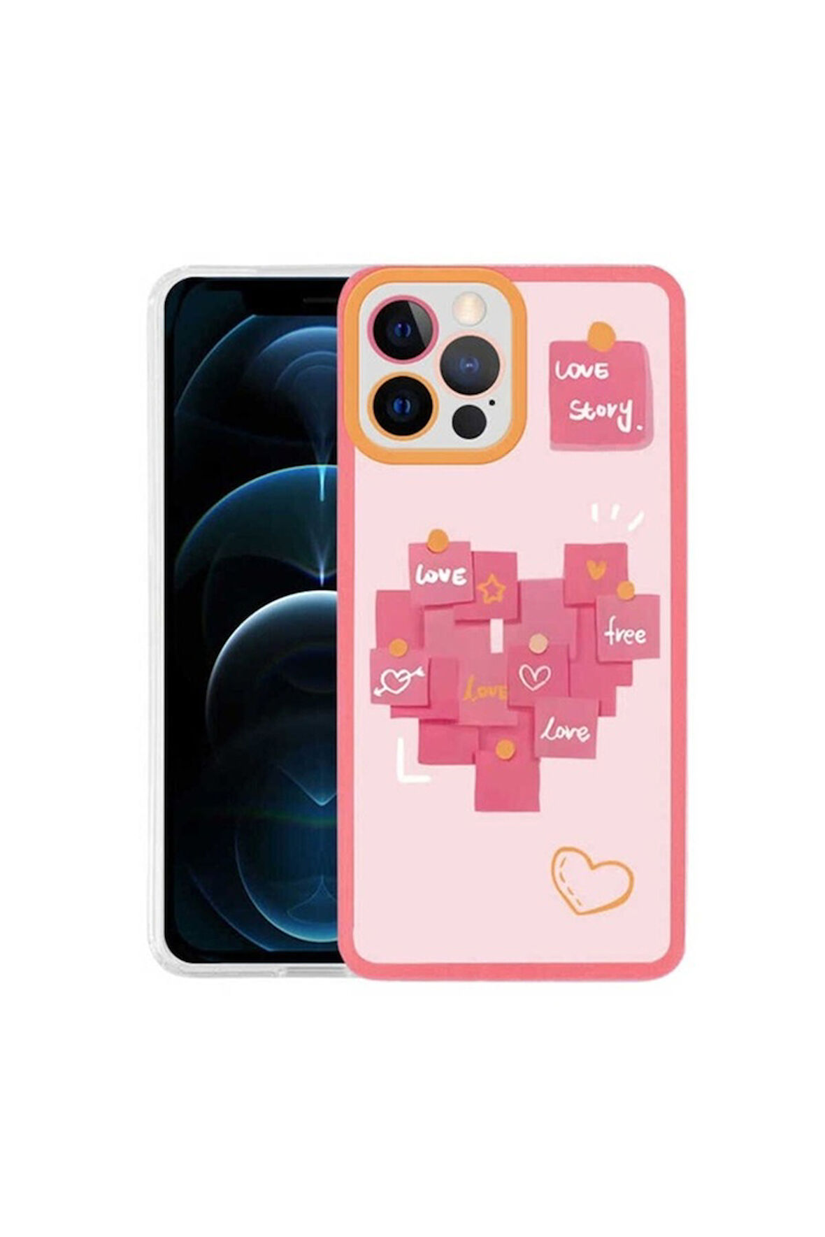 Apple iPhone 13 Pro Uyumlu Kılıf Zore M-Fit Desenli Kapak Love Story No2