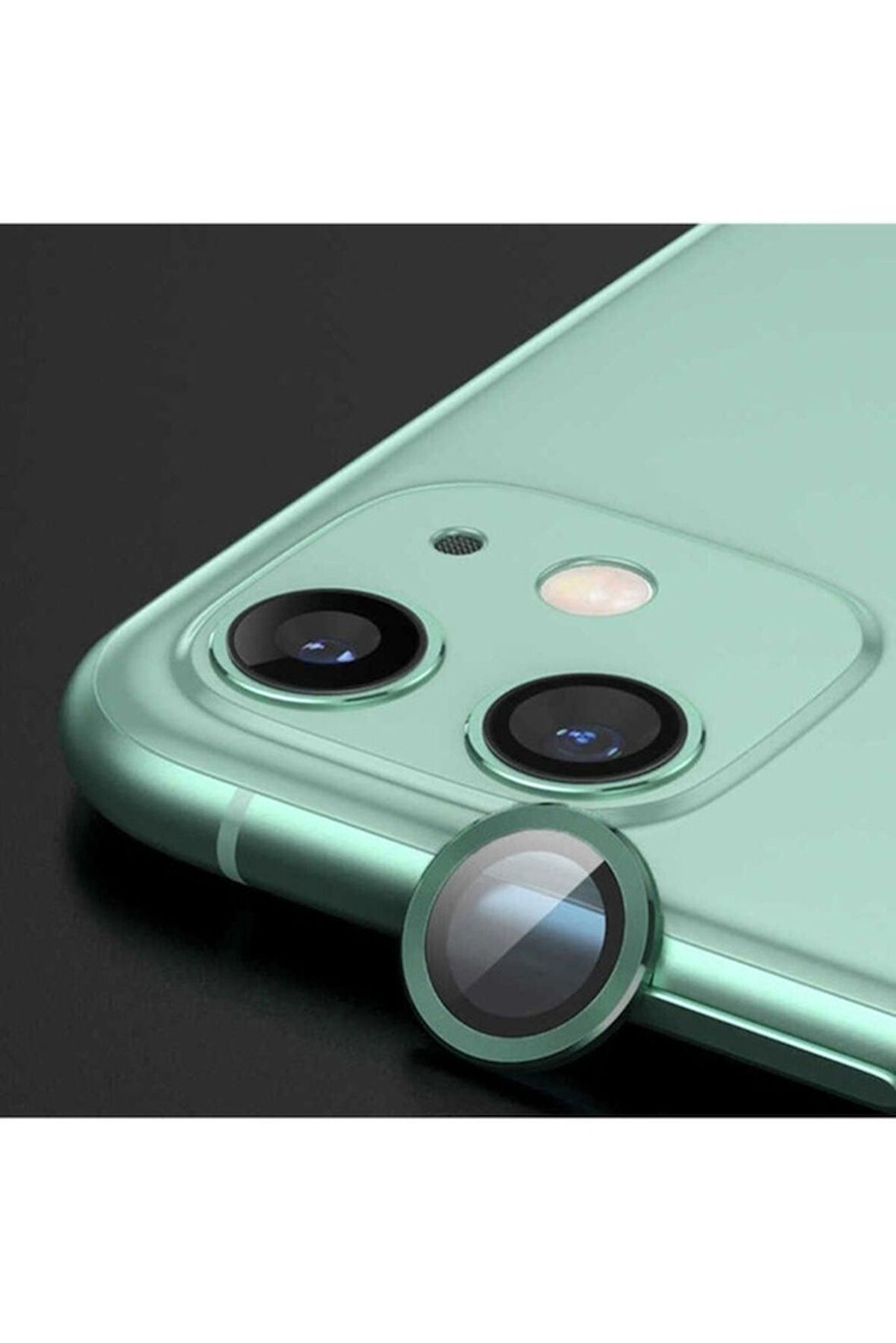 Apple iPhone 12 Uyumlu CL-07 Kamera Lens Koruyucu Koyu Yeşil