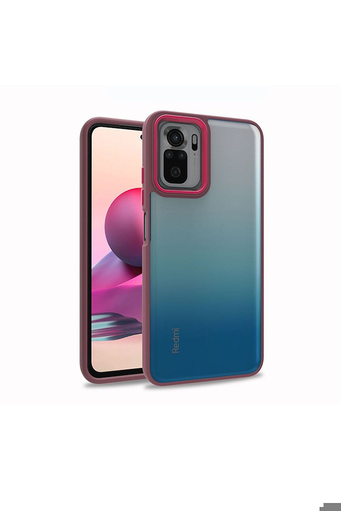 Xiaomi Redmi Note 10S Uyumlu Kılıf Zore Flora Kapak Kırmızı