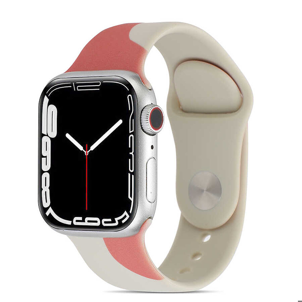 Apple Watch 44mm Uyumlu Kordon Silikon Renkli Tasarım Yumuşak Spor KRD-62 Kayış Rouge Powder