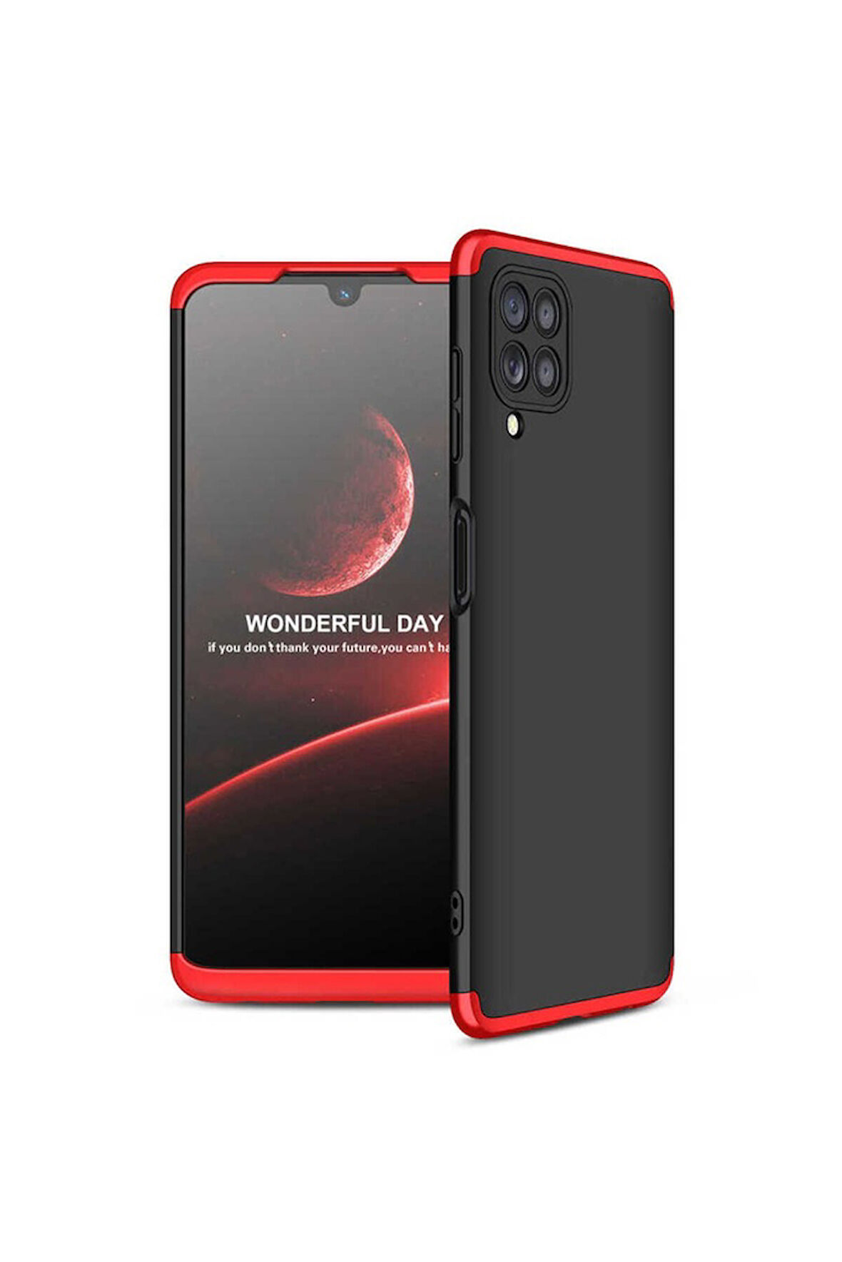 Samsung Galaxy M22 Uyumlu Kılıf Zore Ays Kapak Siyah-Kırmızı
