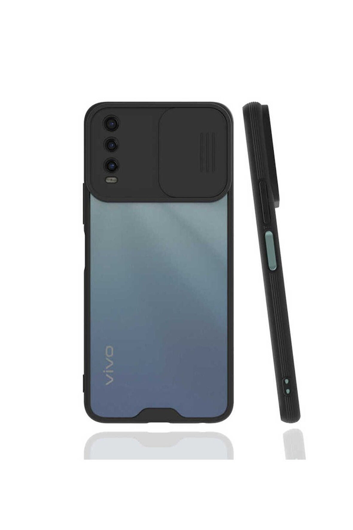 Vivo Y11S Uyumlu Kılıf Zore Lensi Kapak Siyah