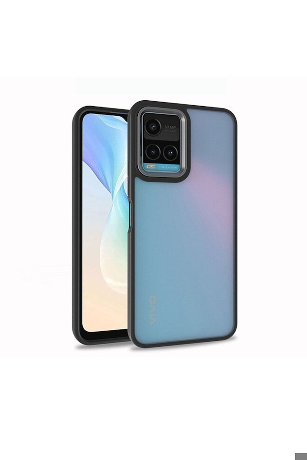 Vivo Y33S Uyumlu Kılıf Zore Flora Kapak Siyah