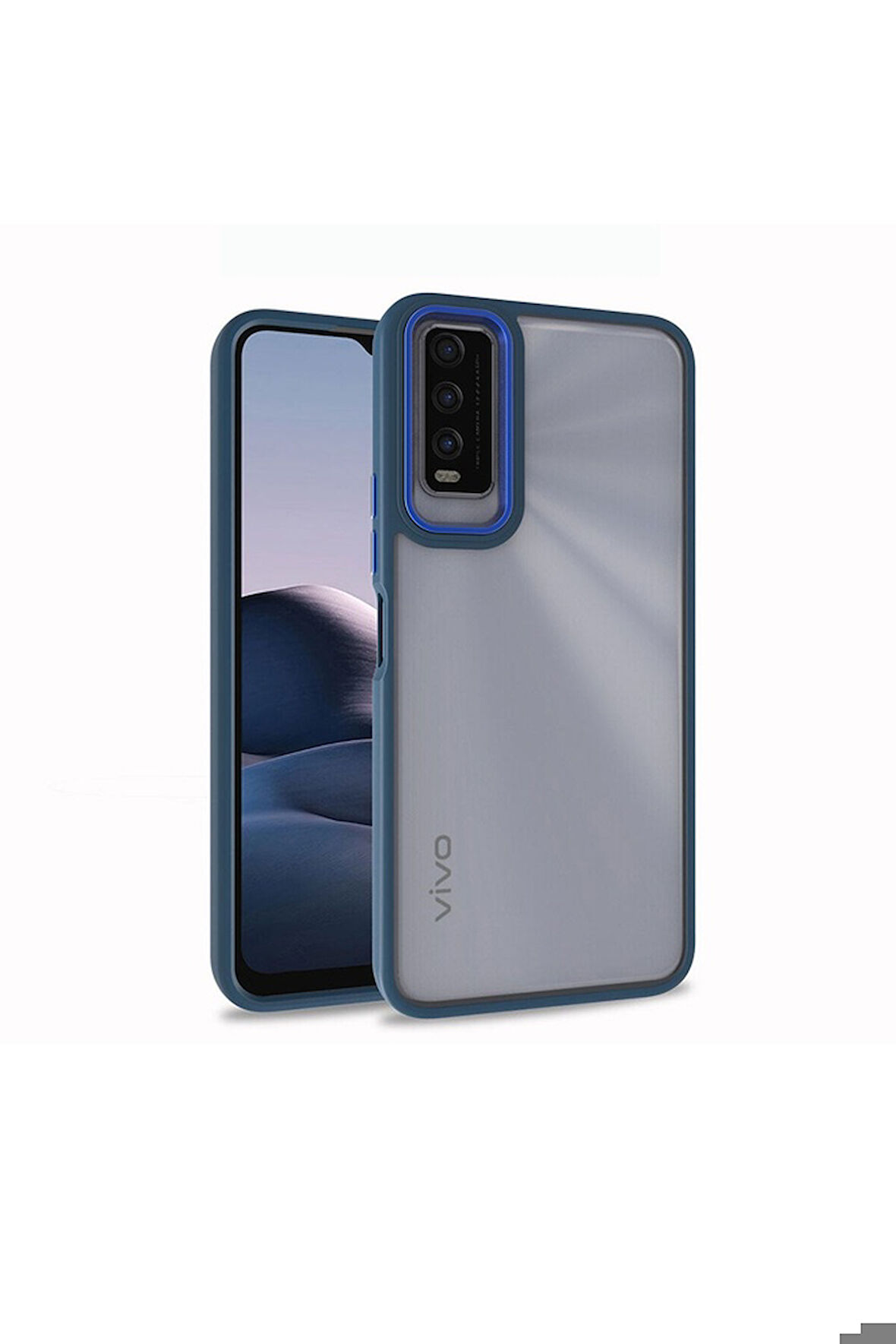 Vivo Y11S Uyumlu Kılıf Zore Flora Kapak Mavi