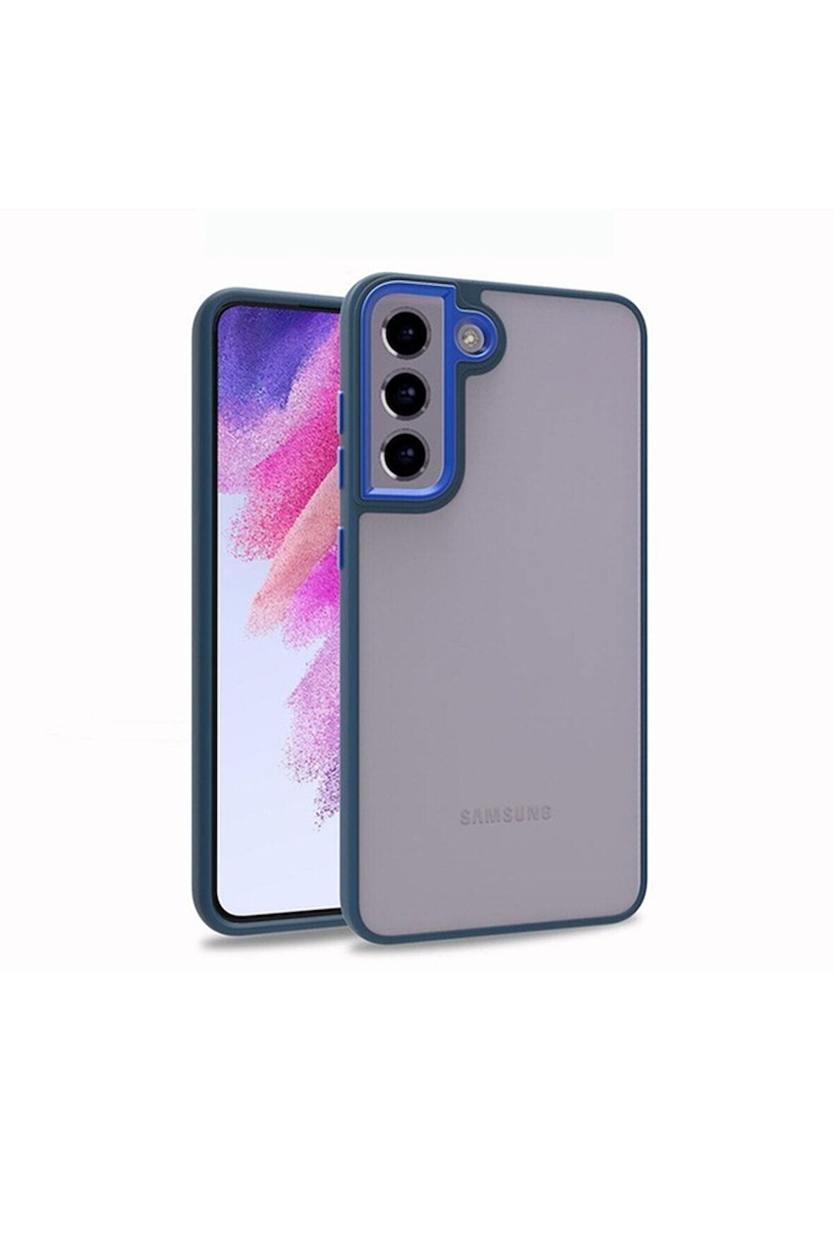 Samsung Galaxy S21 FE Uyumlu Kılıf Zore Flora Kapak Mavi