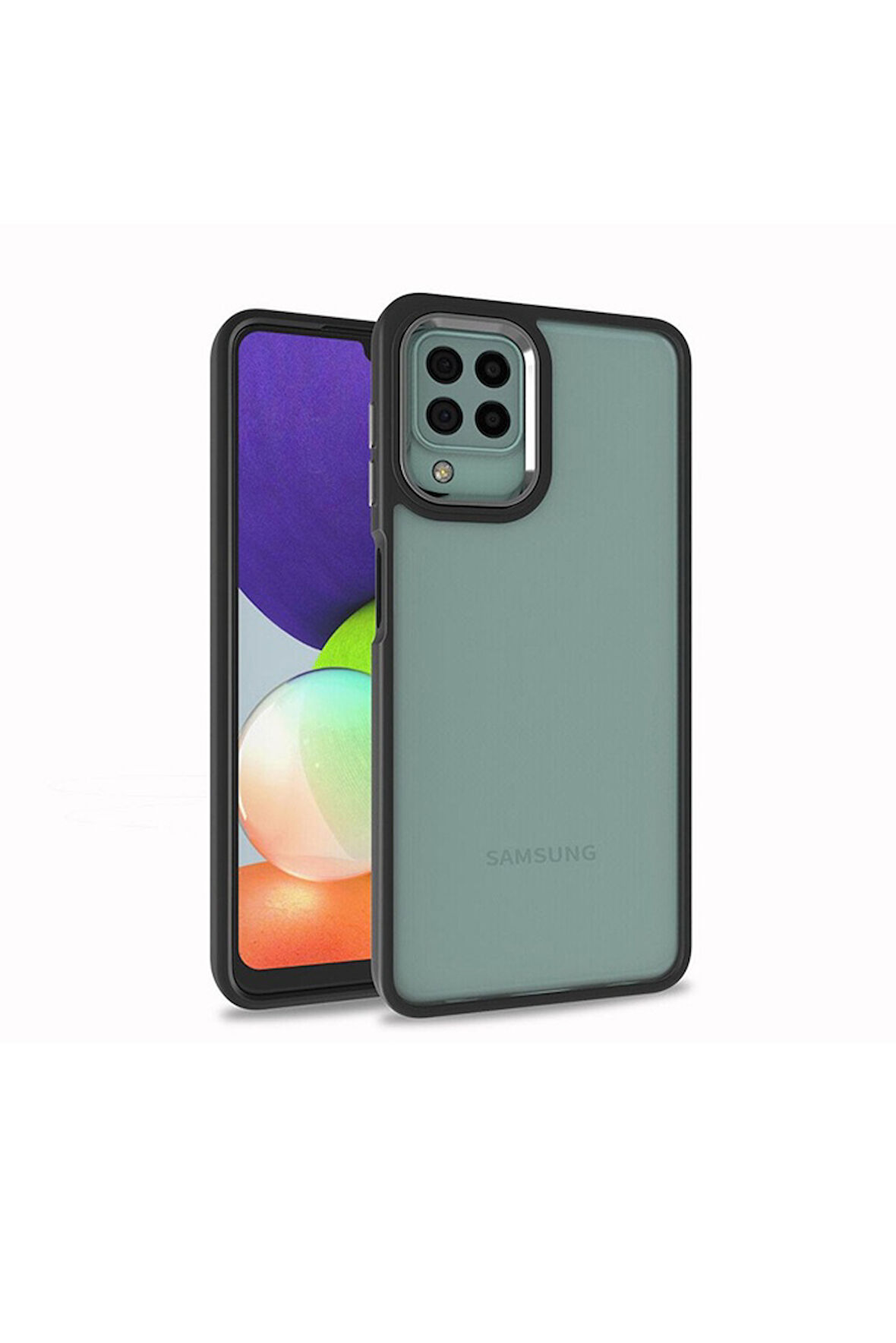 Samsung Galaxy M32 Uyumlu Kılıf Zore Flora Kapak Siyah