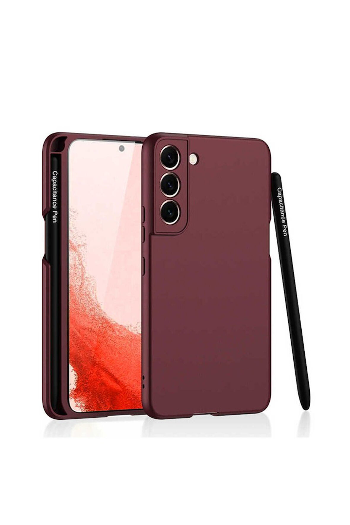 Samsung Galaxy S22 Uyumlu Kılıf Zore Kalemli Kıpta Kapak Mürdüm