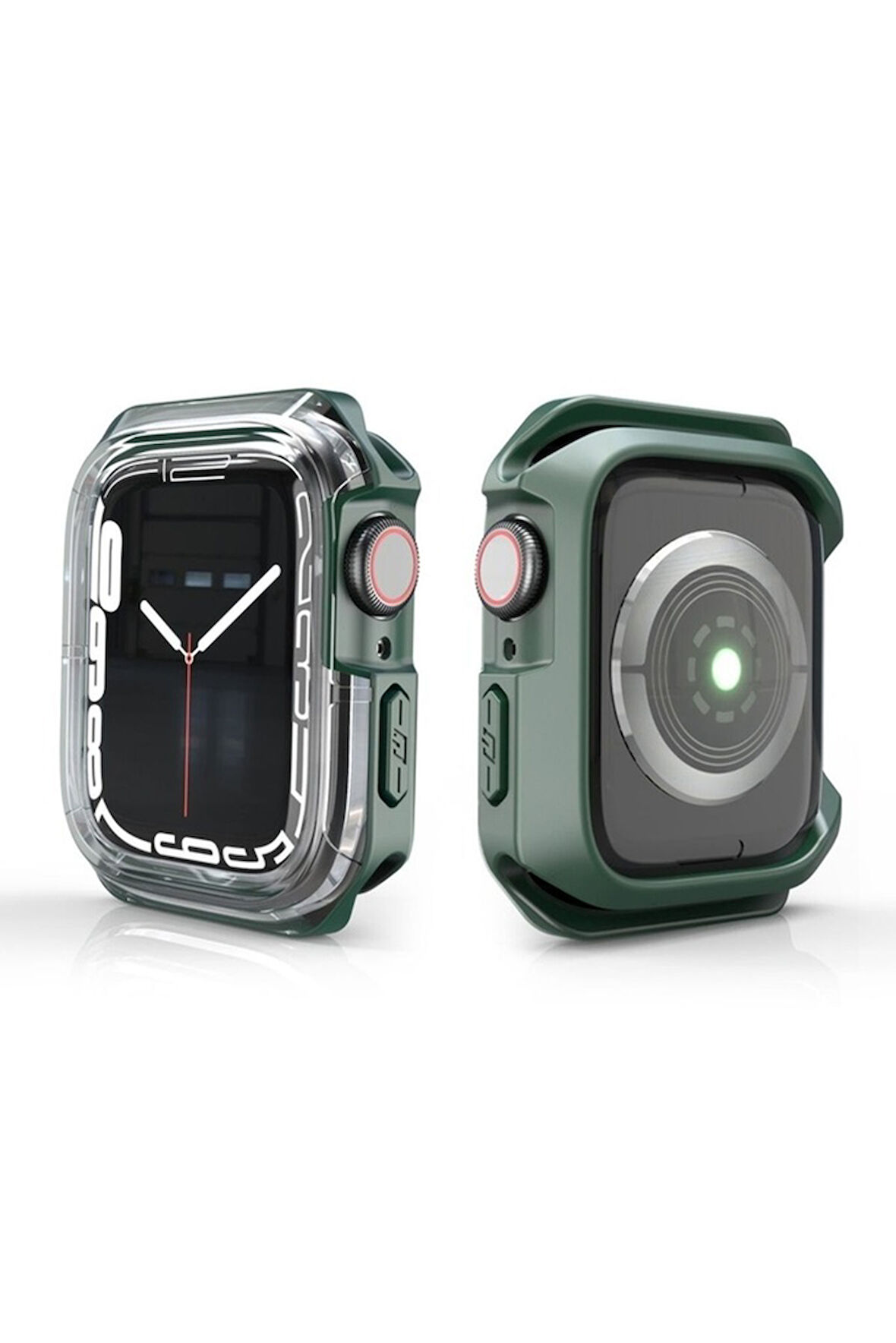 Apple Watch 38mm Uyumlu Zore Watch Gard 08 Sert PC + Silikon Koruyucu Koyu Yeşil