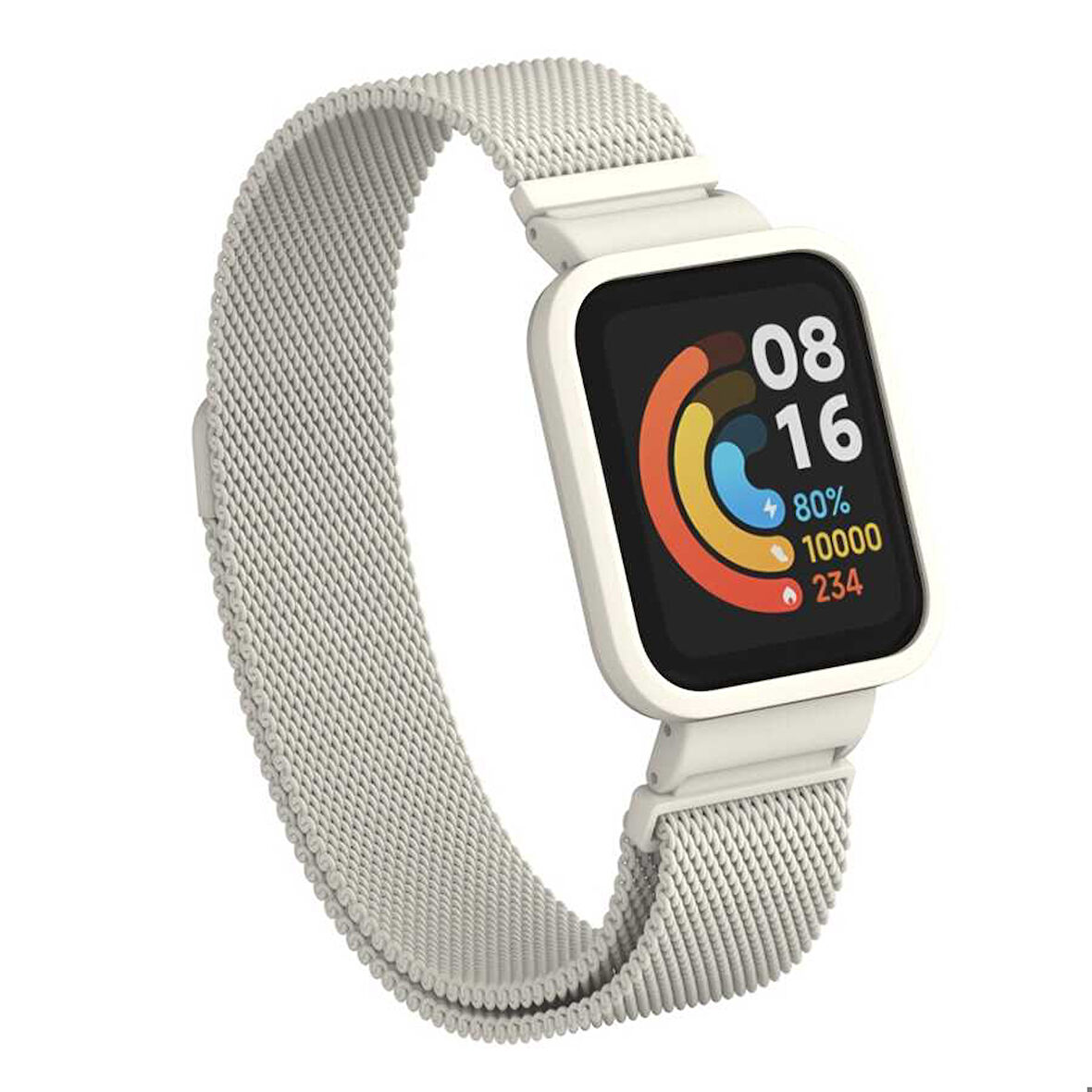 Xiaomi Redmi Watch (Mi Watch Lite) Uyumlu Kordon Hasır Metal Mıknatıslı Zore KRD-58 Kayış Gümüş