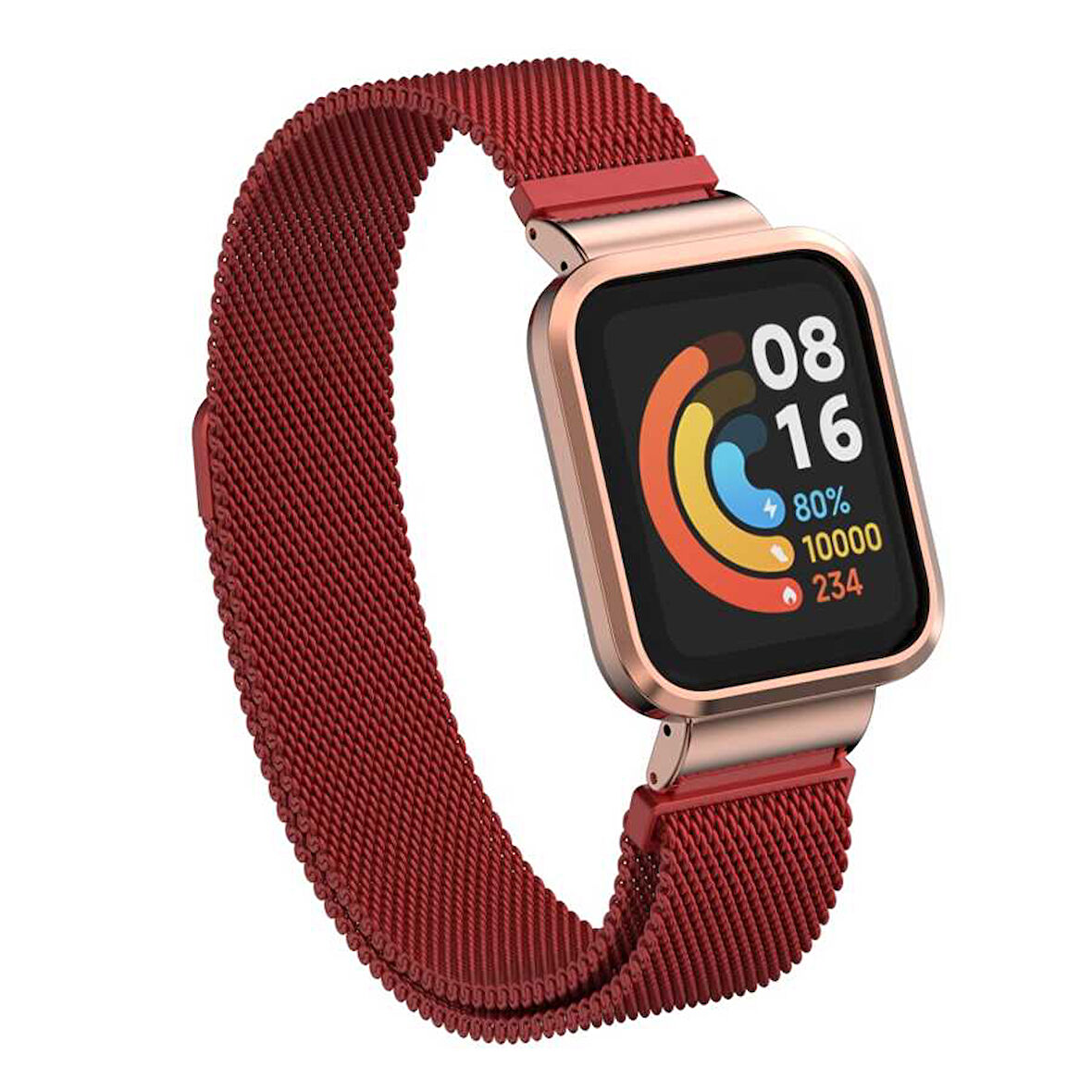 Xiaomi Redmi Watch (Mi Watch Lite) Uyumlu Kordon Hasır Metal Mıknatıslı Zore KRD-58 Kayış Kırmızı