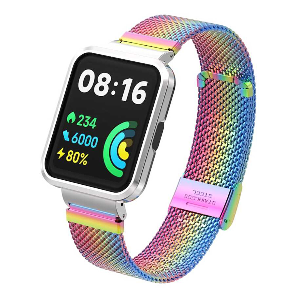 Xiaomi Redmi Watch 2 Lite Uyumlu Kordon Paslanmaz Çelik Klipsli Zore KRD-66 Kayış Colorful