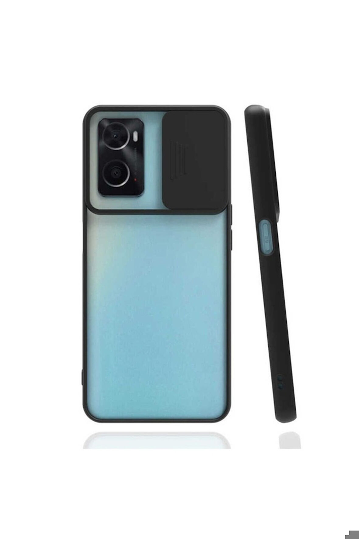 Oppo A96 4G Uyumlu Kılıf Zore Lensi Kapak Siyah