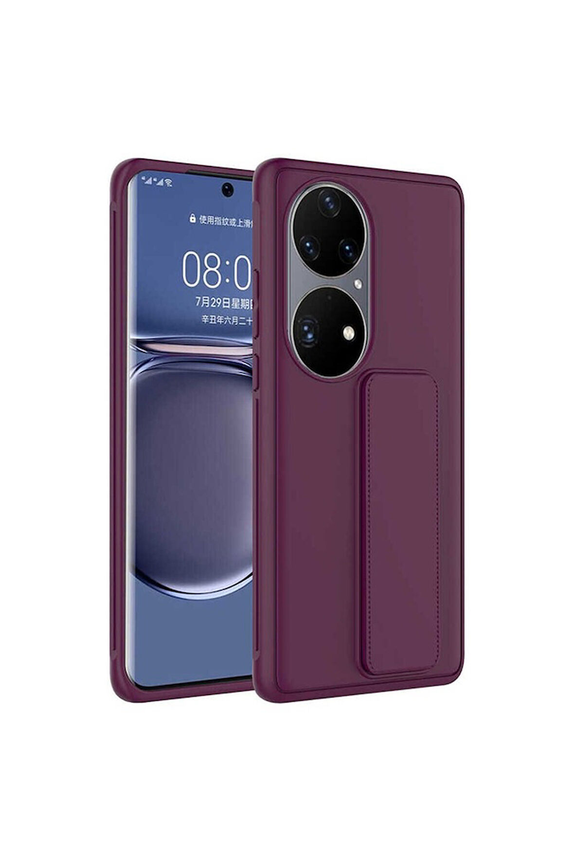 Huawei P50 Pro Uyumlu Kılıf Zore Qstand Kapak Mürdüm