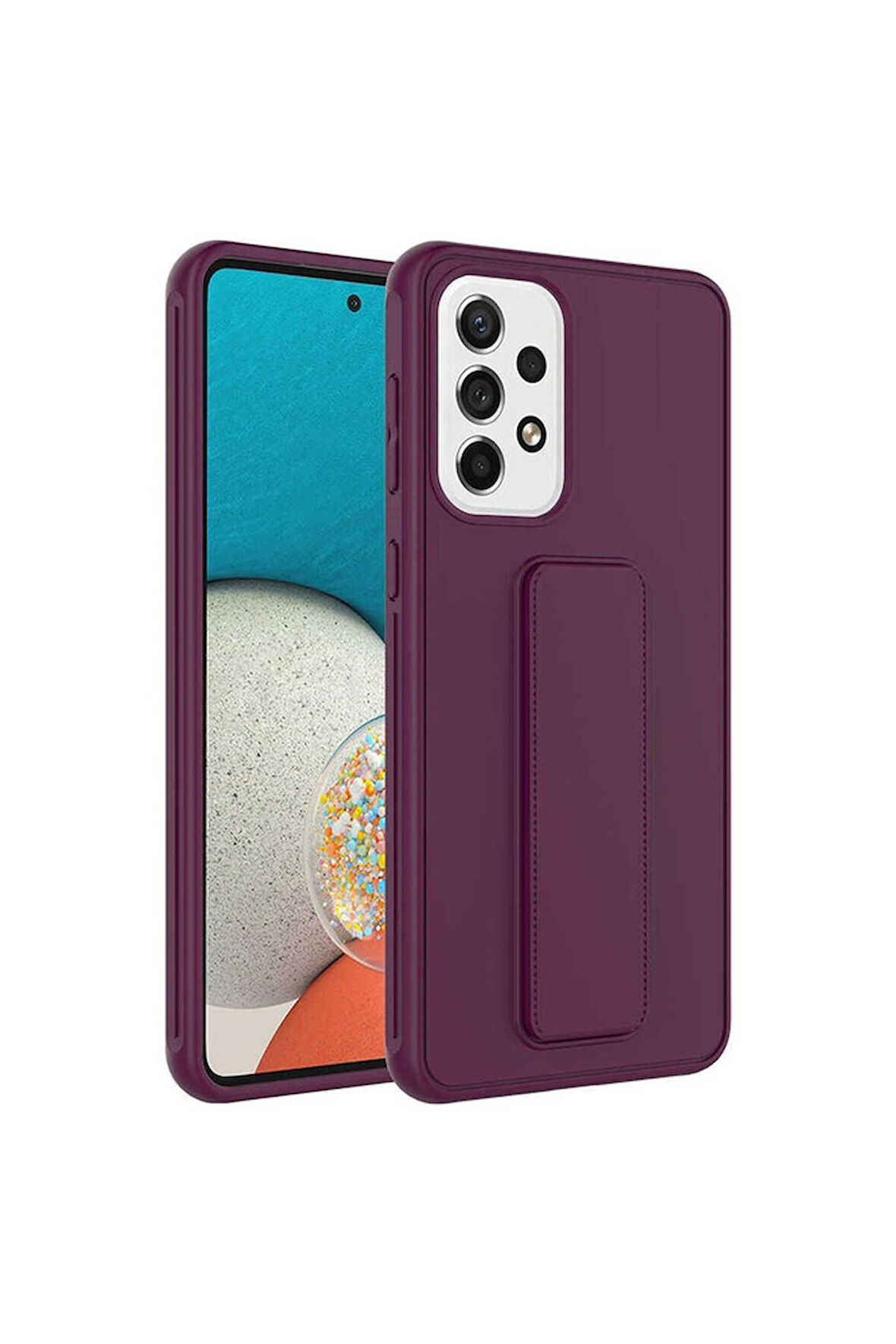 Samsung Galaxy A23 Uyumlu Kılıf Zore Qstand Kapak Mürdüm