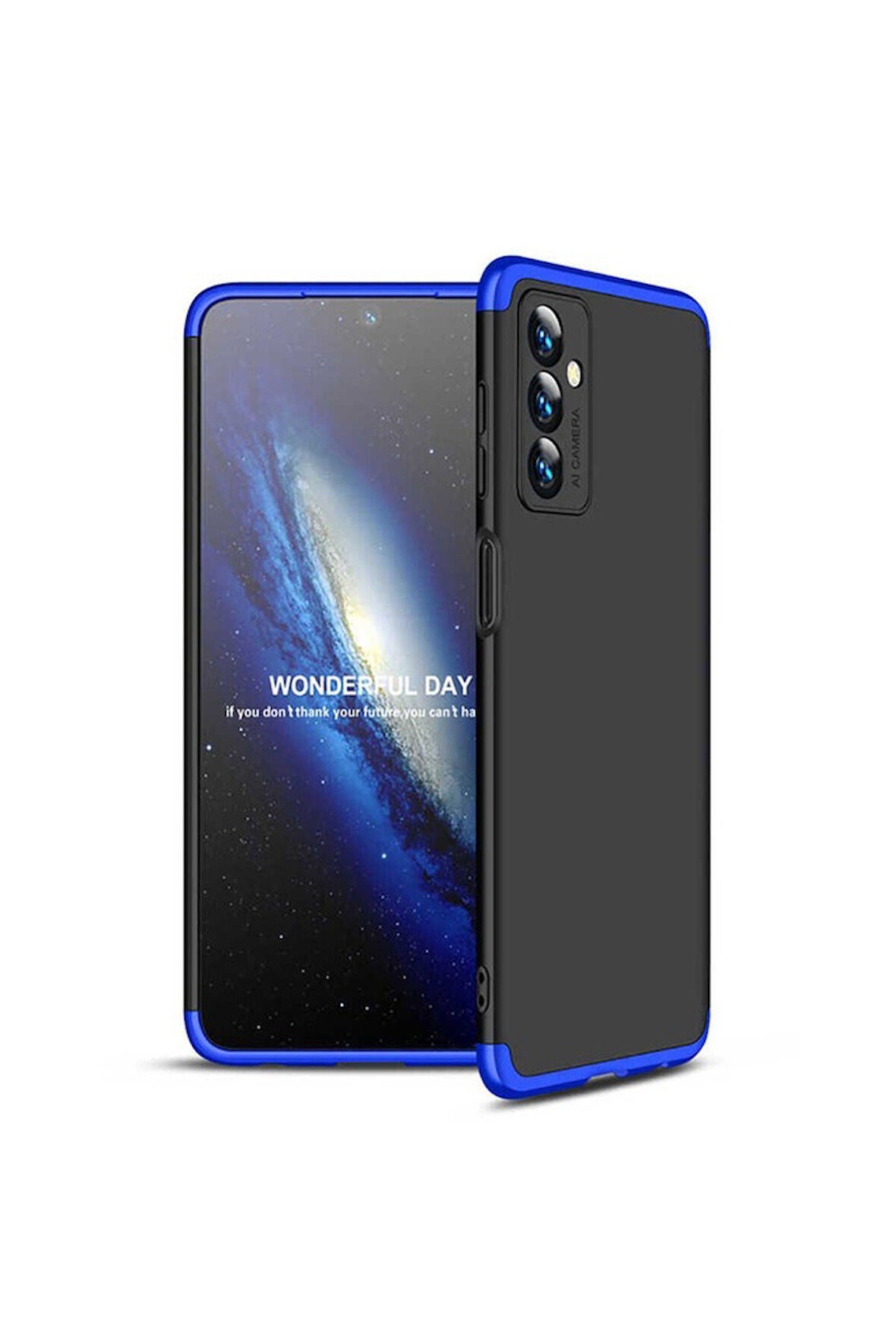 Samsung Galaxy M23 Uyumlu Kılıf Zore Ays Kapak Siyah-Mavi