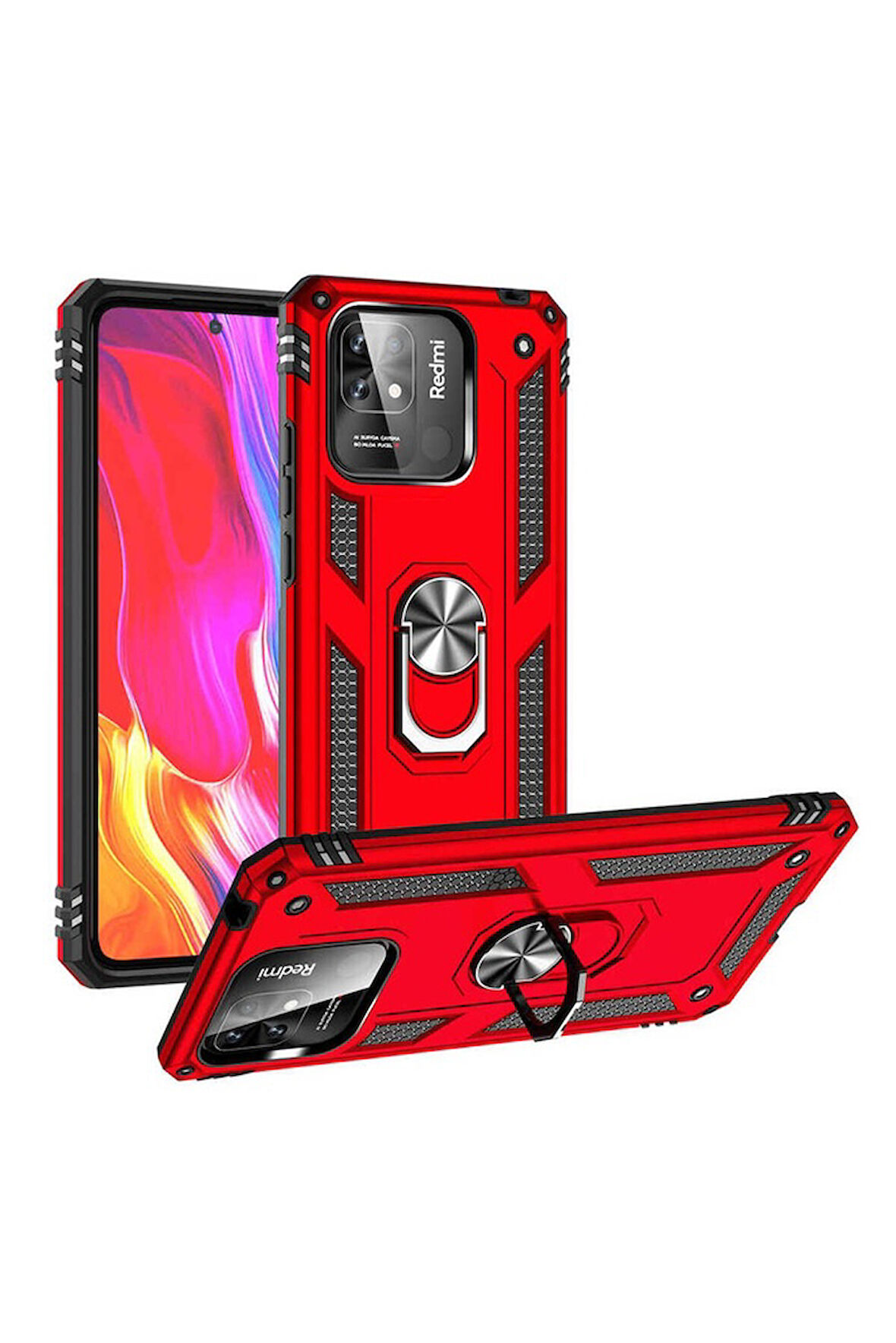Xiaomi Redmi 10C Uyumlu Kılıf Zore Vega Kapak Kırmızı