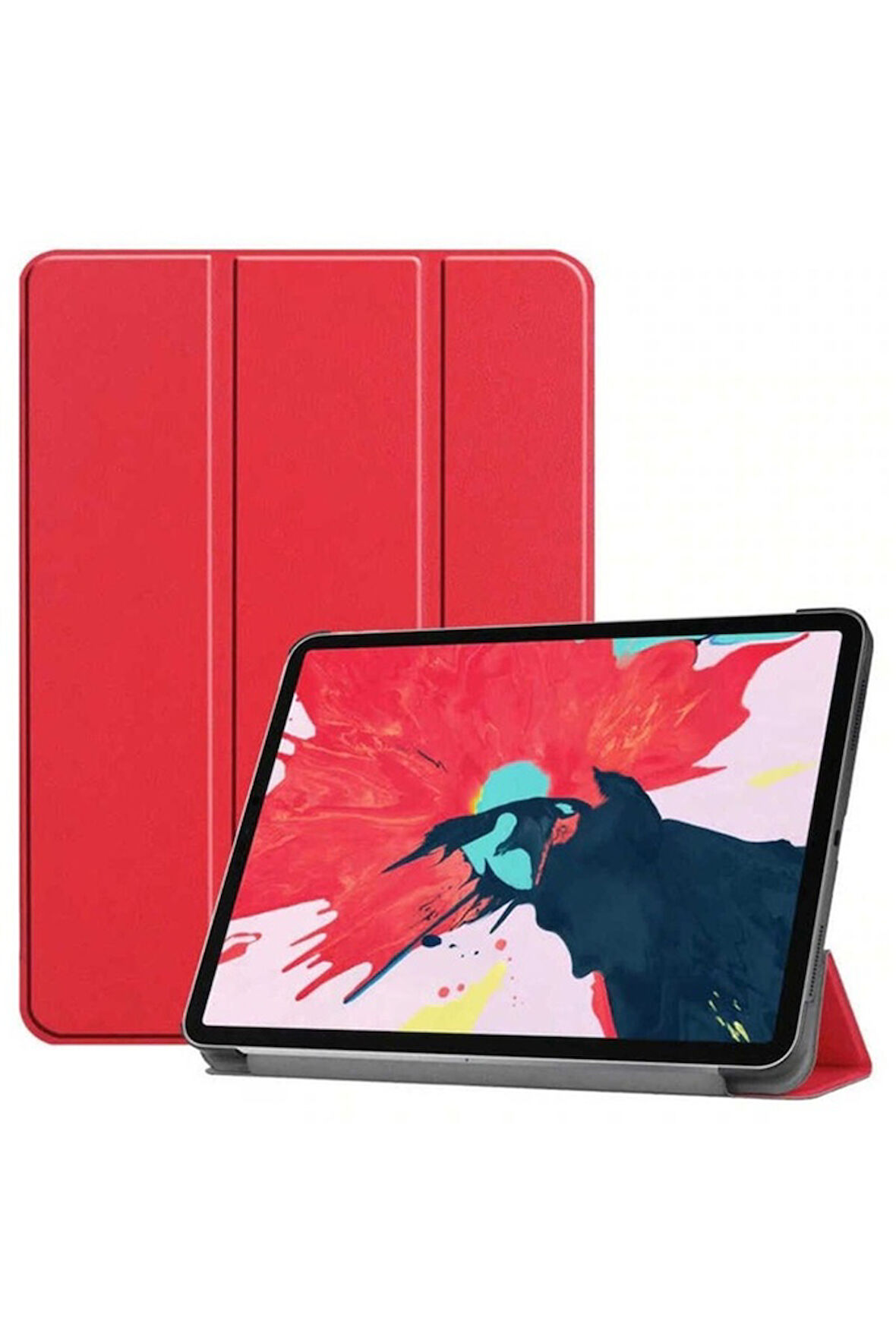Apple iPad Air 10.9 2022 (5.Nesil) Uyumlu Zore Smart Cover Standlı 1-1 Kılıf Kırmızı
