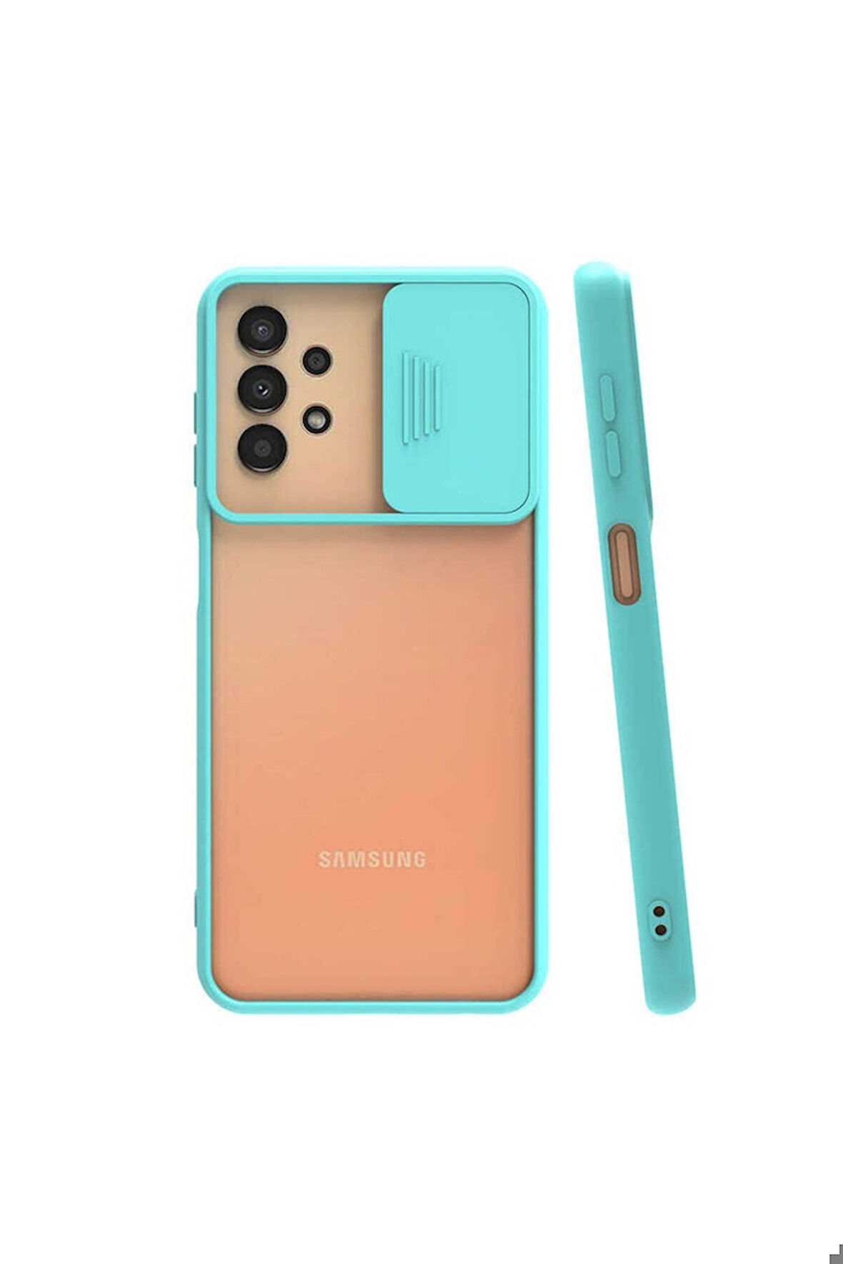 Samsung Galaxy A33 5G Uyumlu Kılıf Zore Lensi Kapak Turkuaz