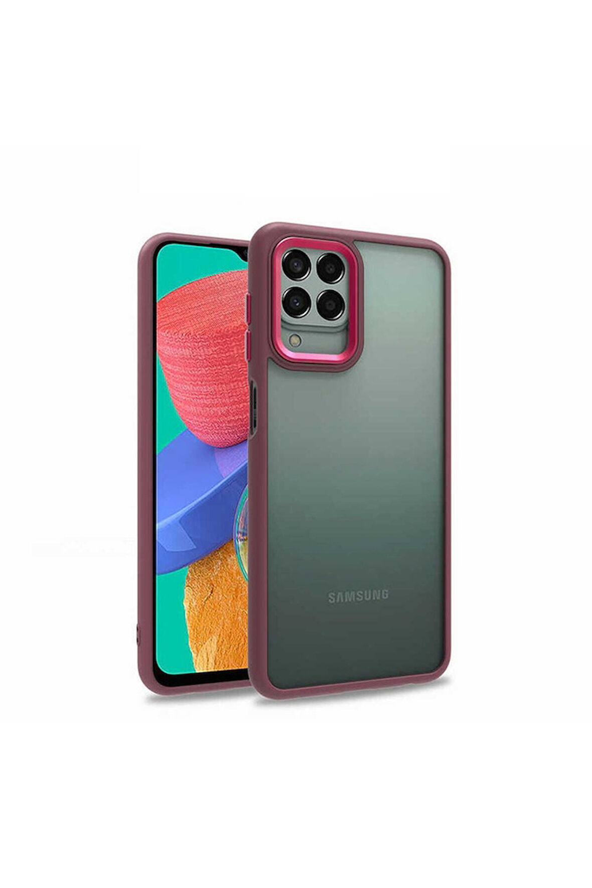 Samsung Galaxy M33 Uyumlu Kılıf Zore Flora Kapak Kırmızı